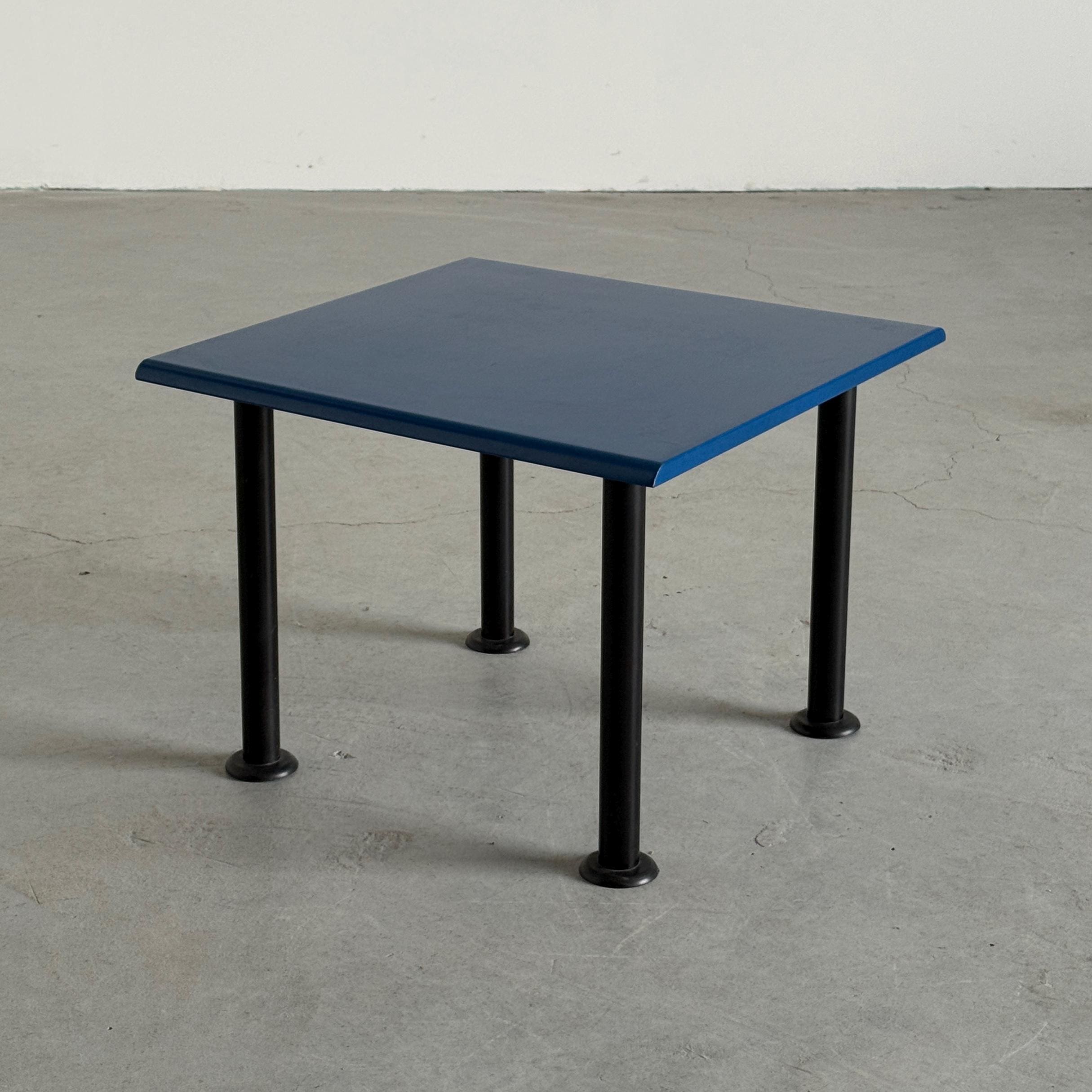 Postmodern Blue Lacquered Side Table