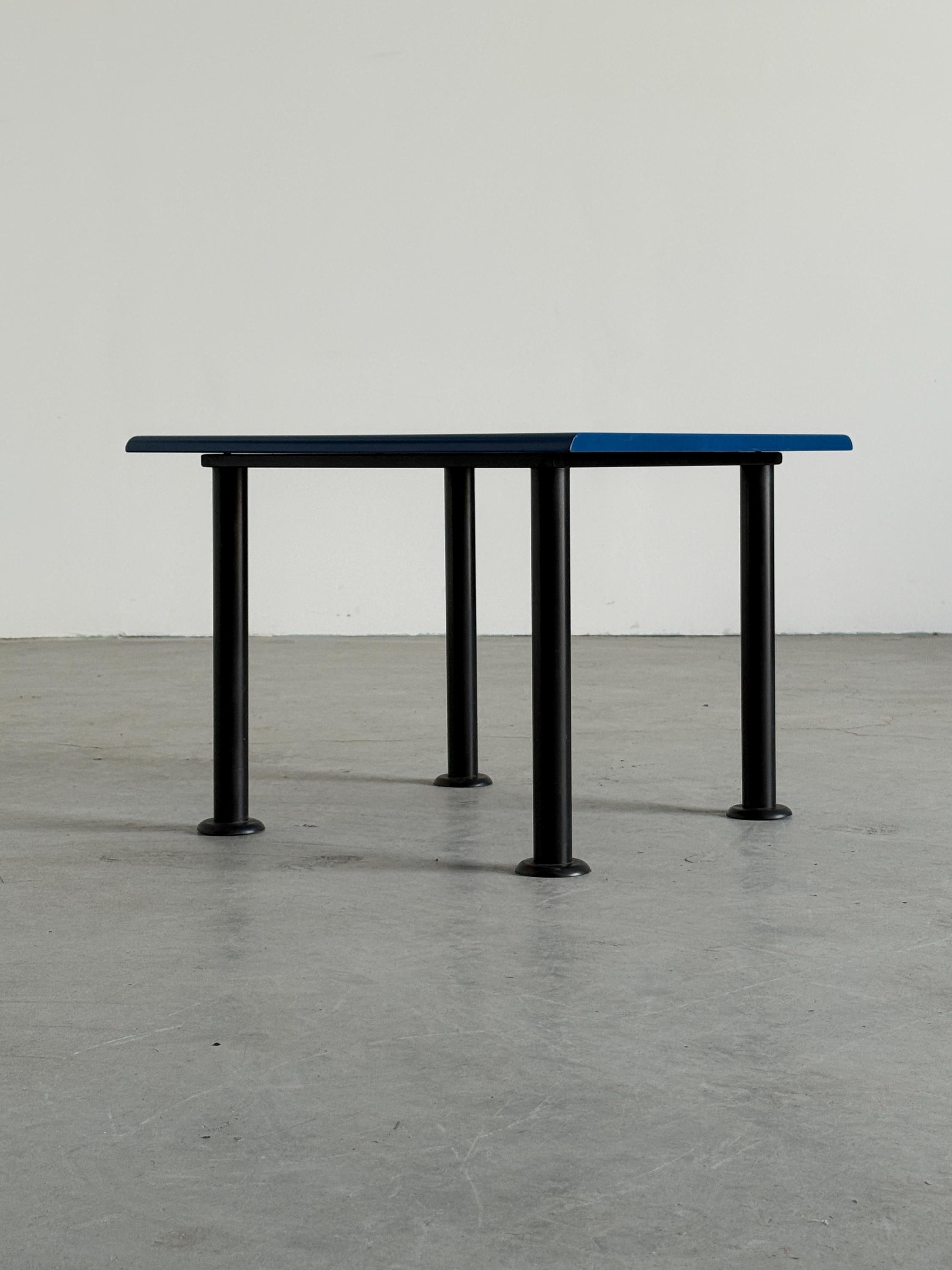 Postmodern Blue Lacquered Side Table
