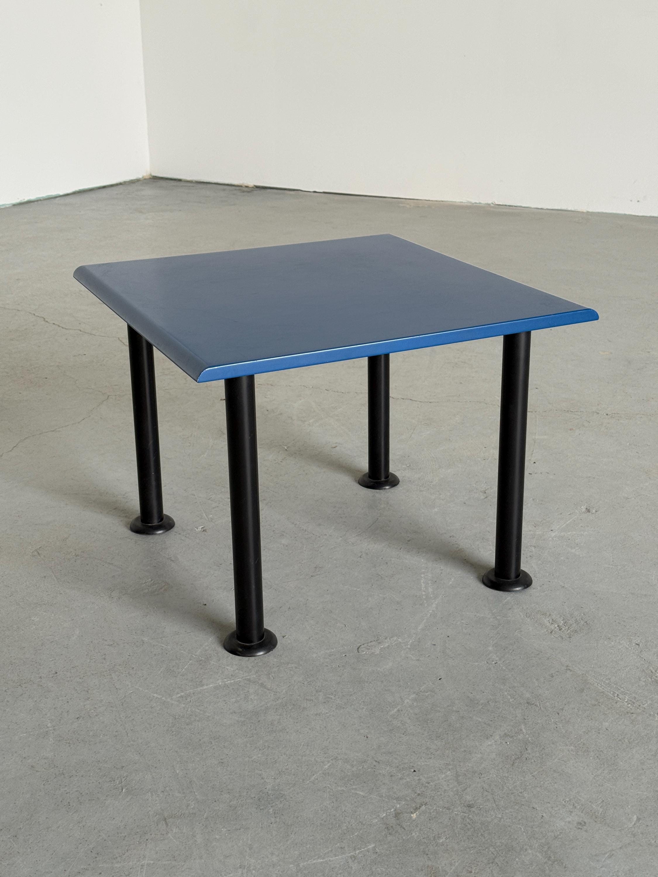 Postmodern Blue Lacquered Side Table