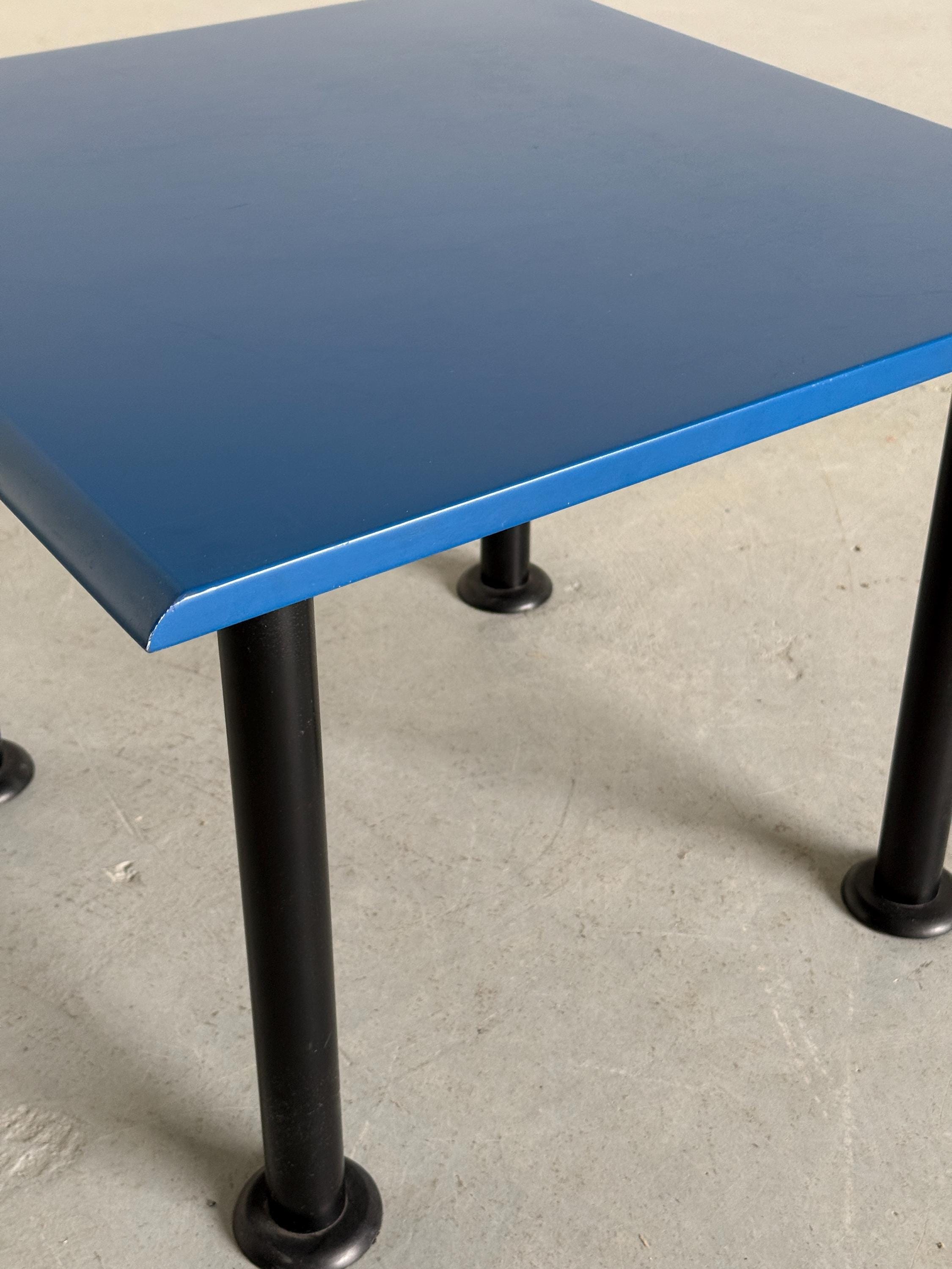 Postmodern Blue Lacquered Side Table