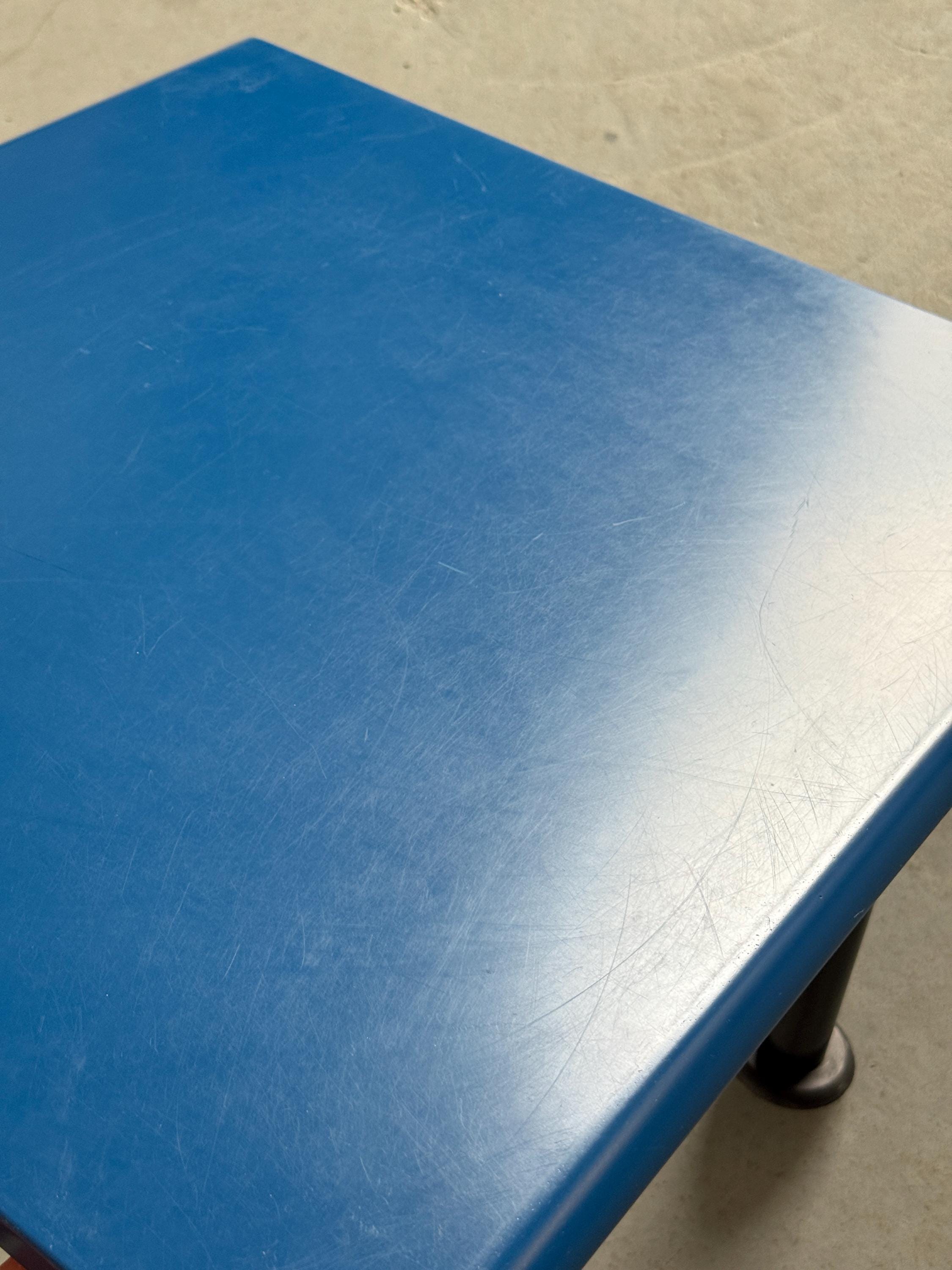 Postmodern Blue Lacquered Side Table