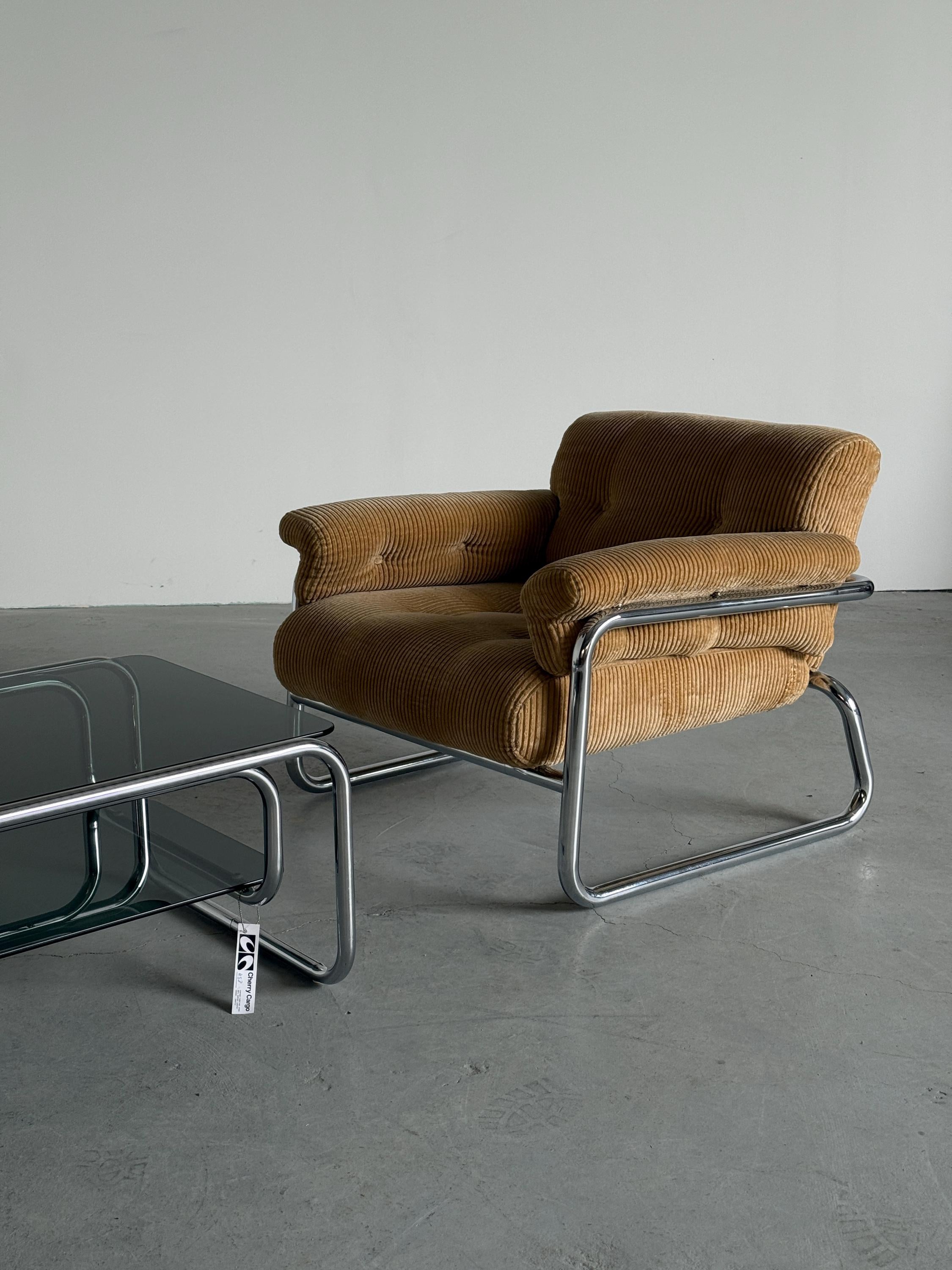 Lounge Chairs in Beige Corduroy