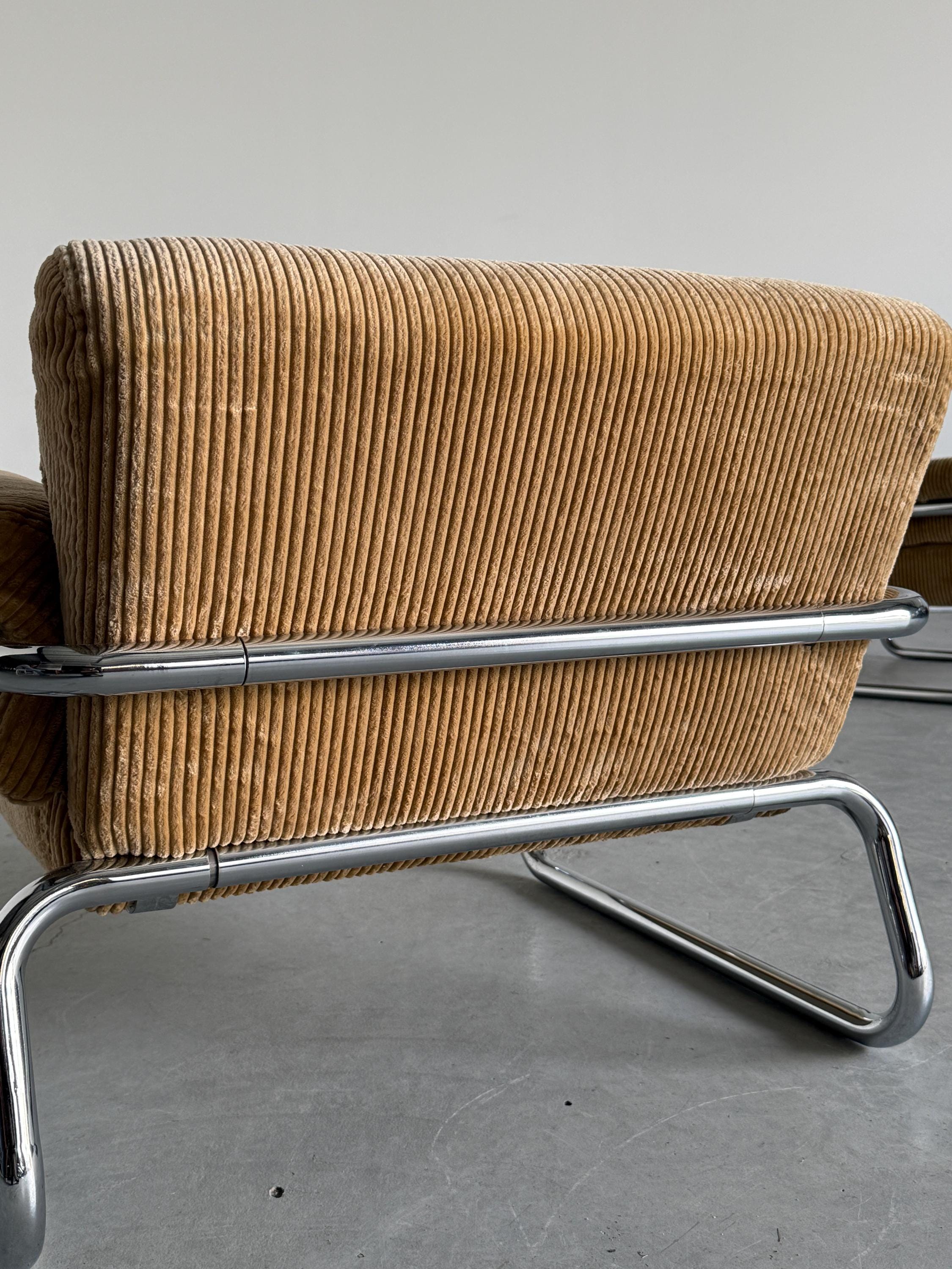 Lounge Chairs in Beige Corduroy