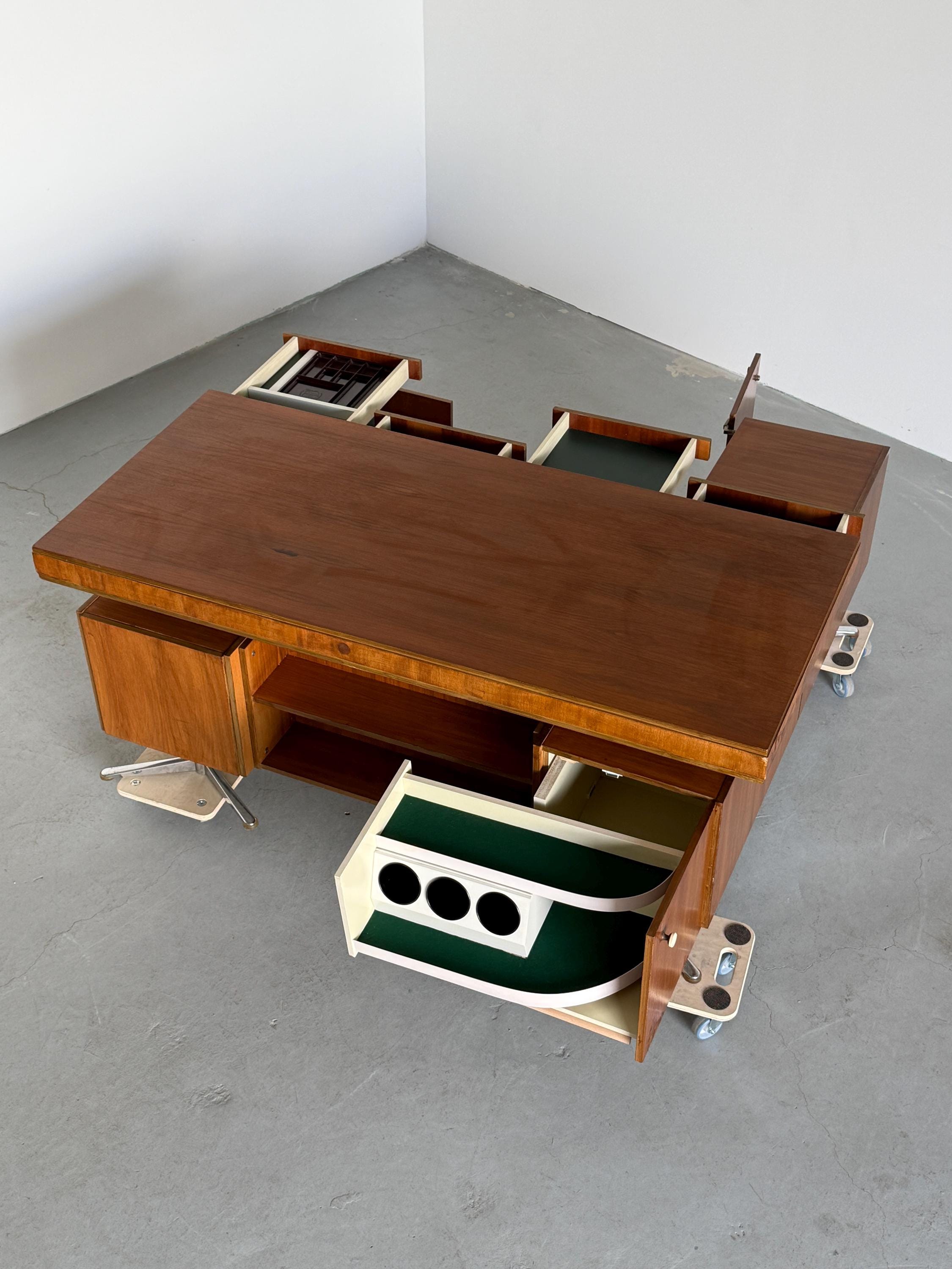 Mid-Century Executive Desk in Walnut Veneer, West Germany