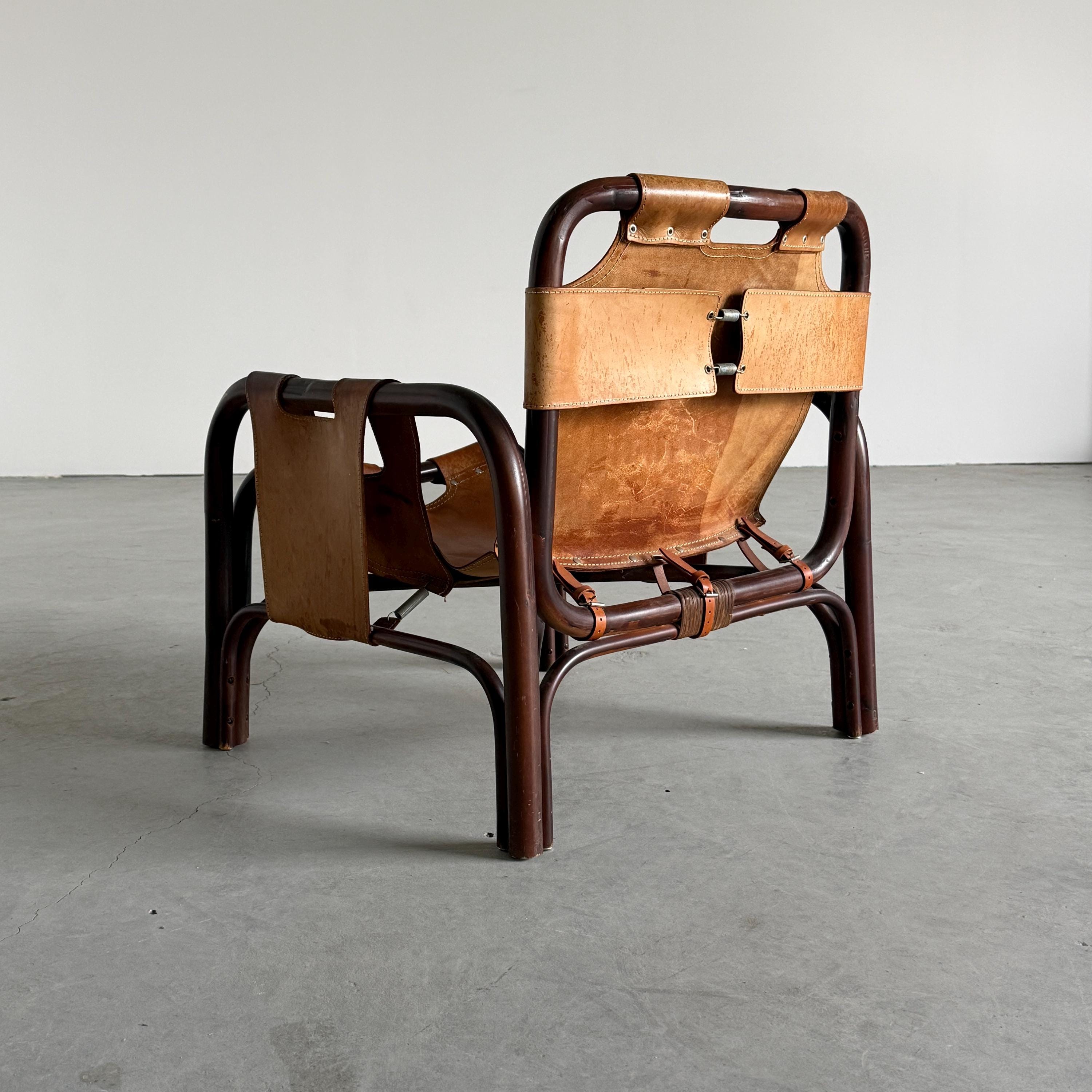 Tito Agnoli Leather Safari Chair for Bonacina