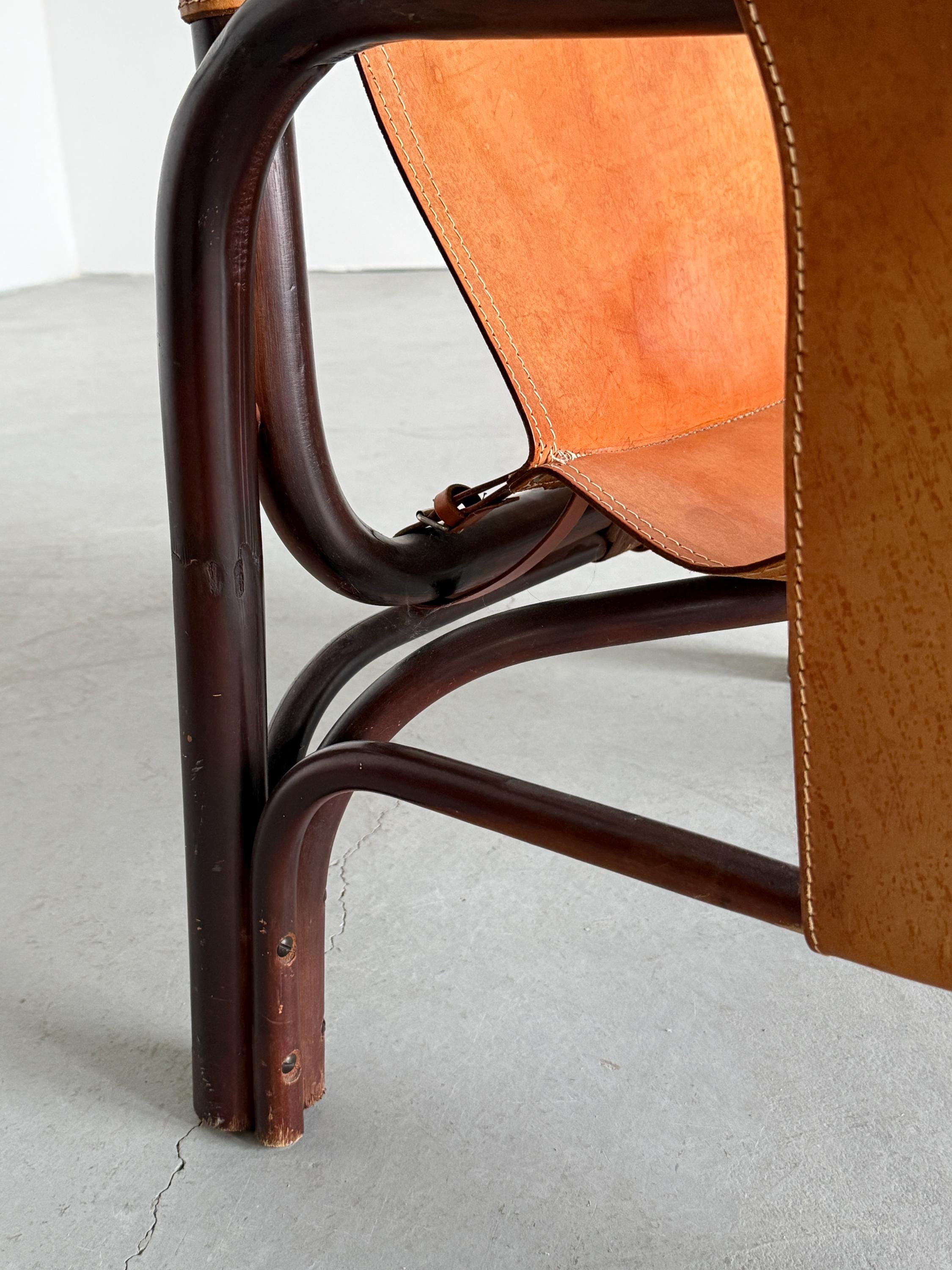Tito Agnoli Leather Safari Chair for Bonacina