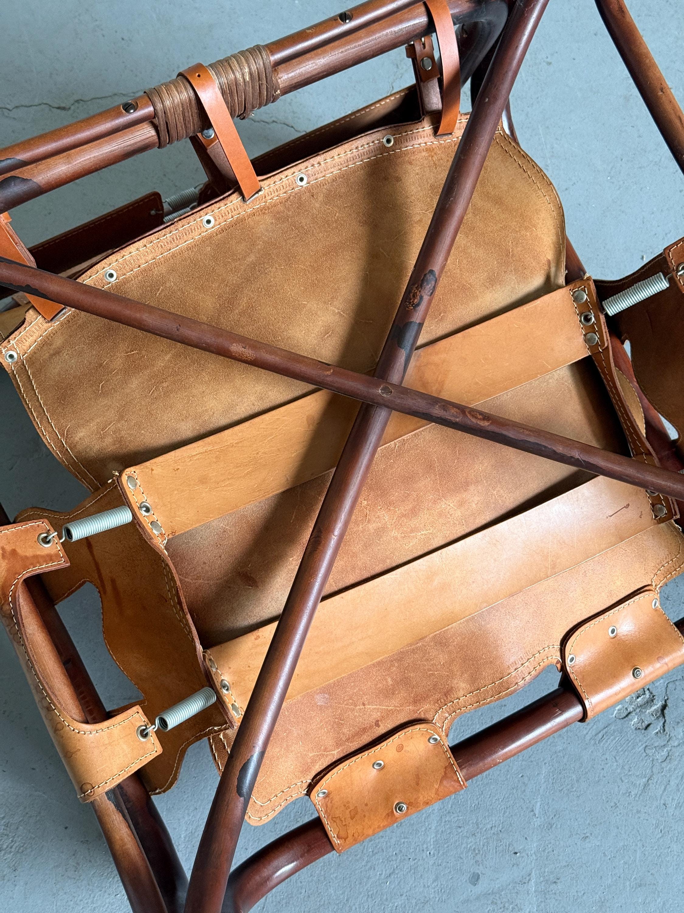 Tito Agnoli Leather Safari Chair for Bonacina