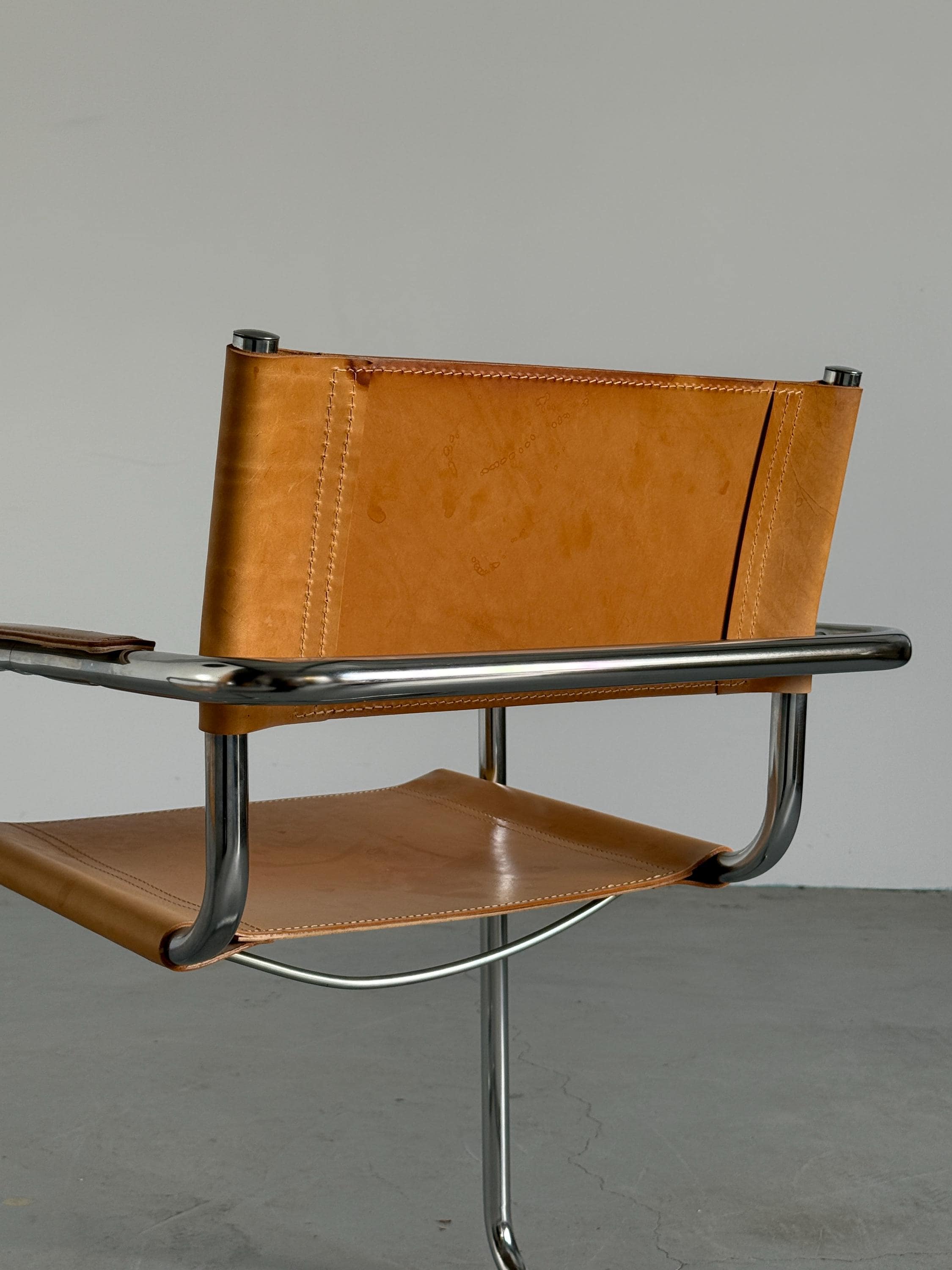 Cantilever Armchairs in Cognac Leather