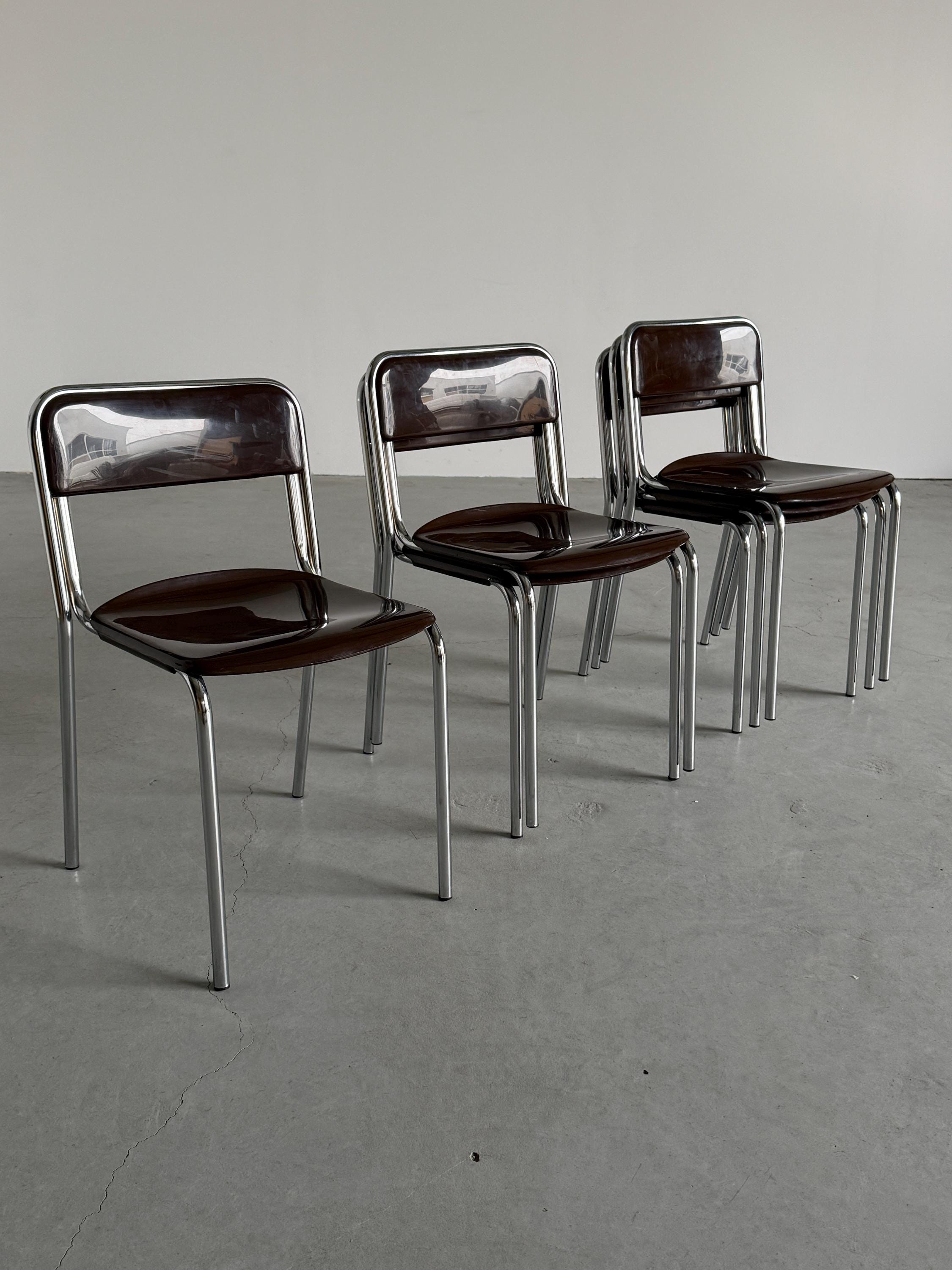 Italian Modernist Stackable Dining Chairs