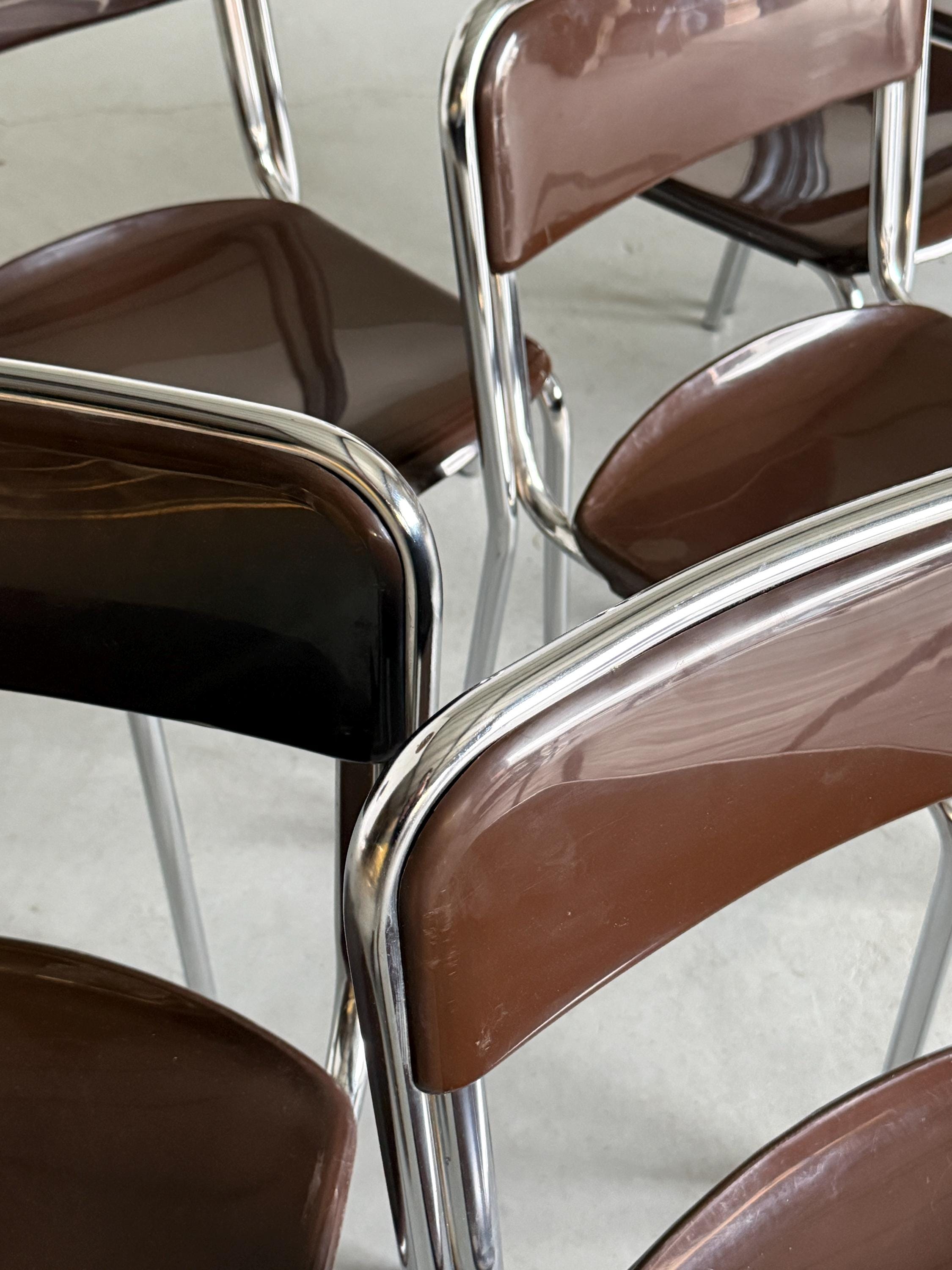 Italian Modernist Stackable Dining Chairs