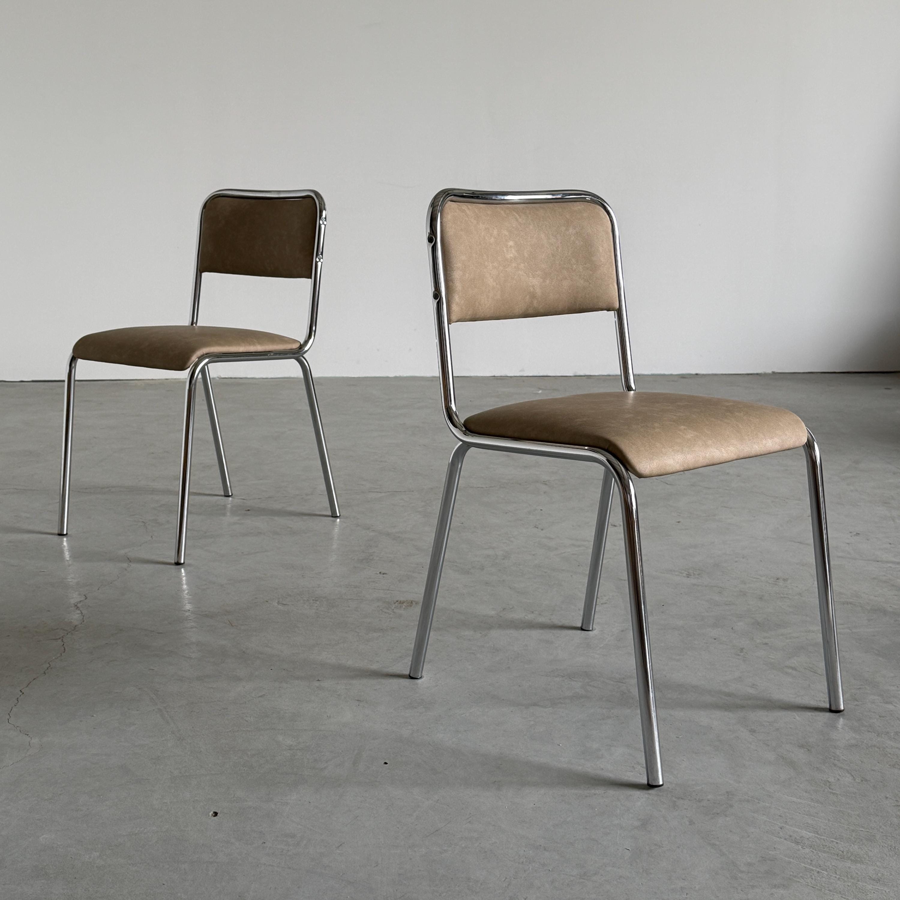 Modernist Bauhaus Design Chrome Dining Chairs