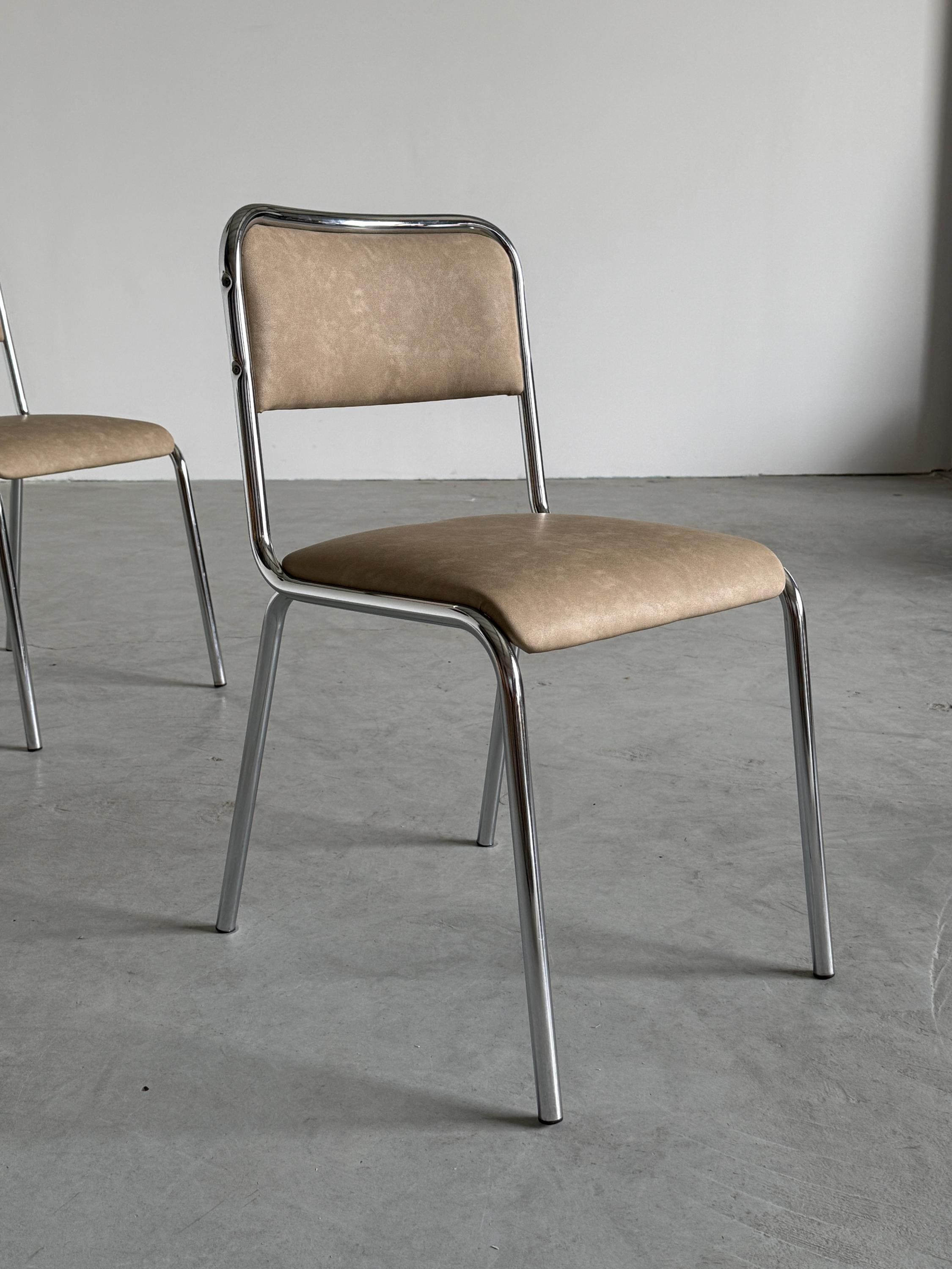 Modernist Bauhaus Design Chrome Dining Chairs