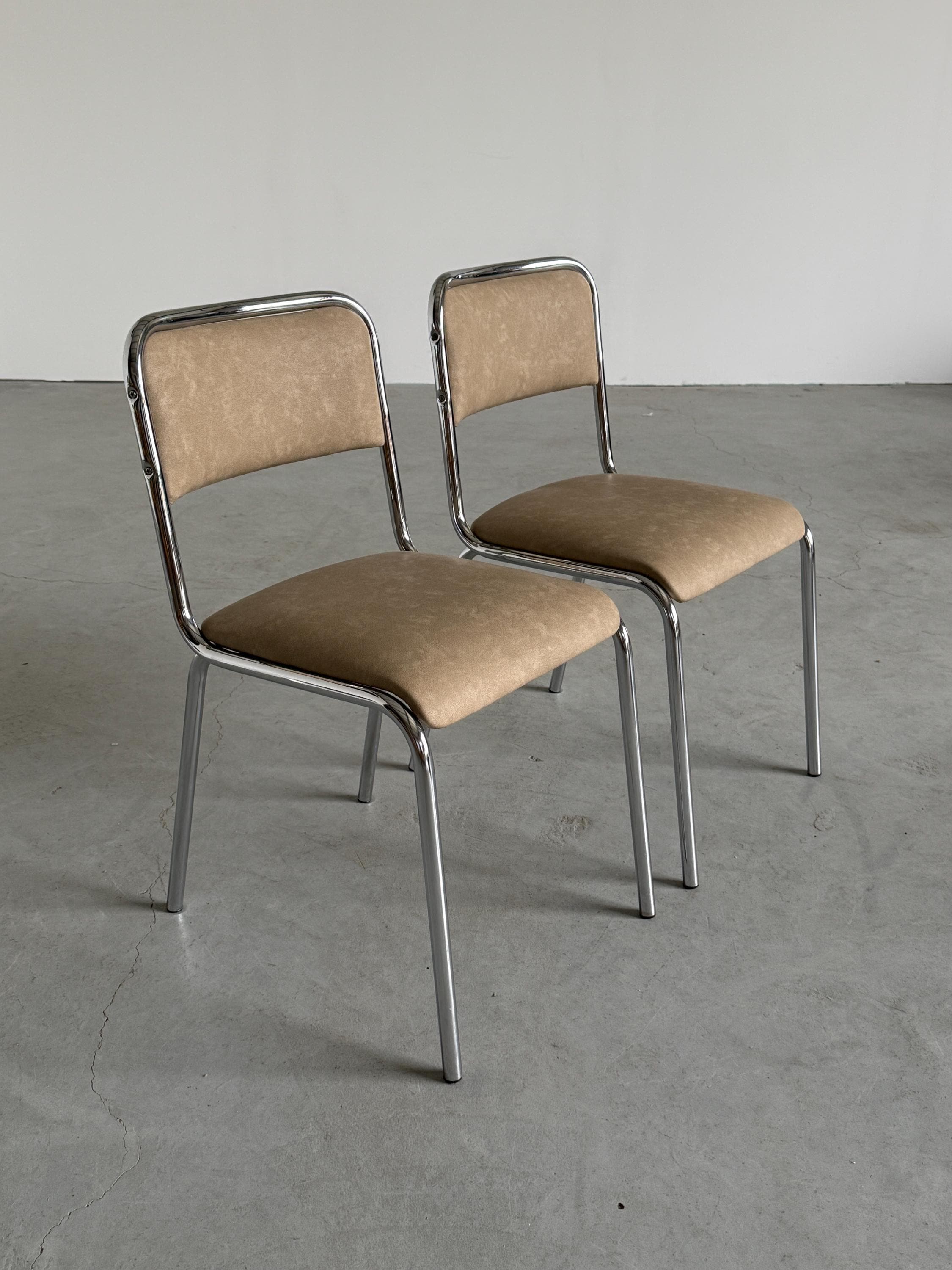 Modernist Bauhaus Design Chrome Dining Chairs