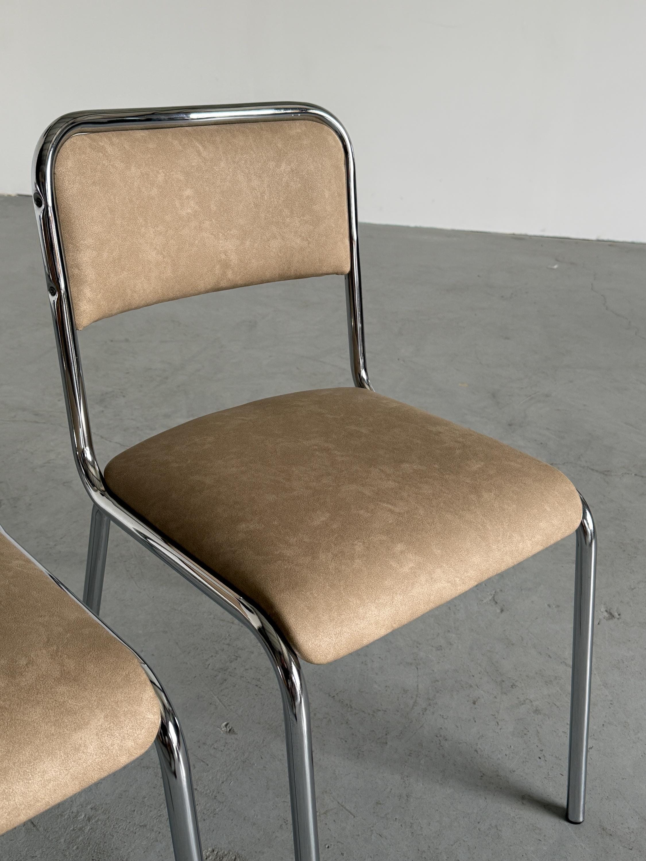 Modernist Bauhaus Design Chrome Dining Chairs