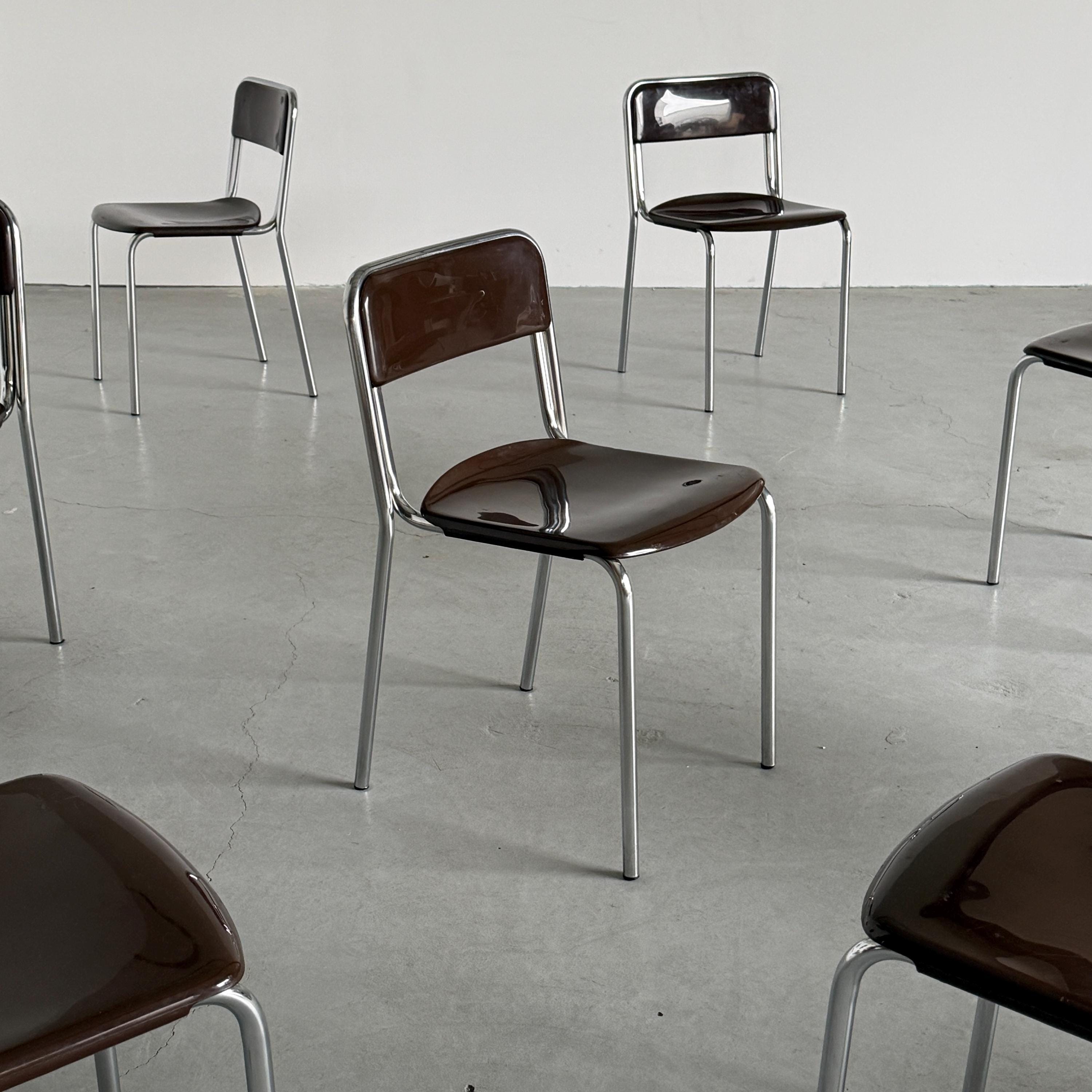 Italian Modernist Stackable Dining Chairs