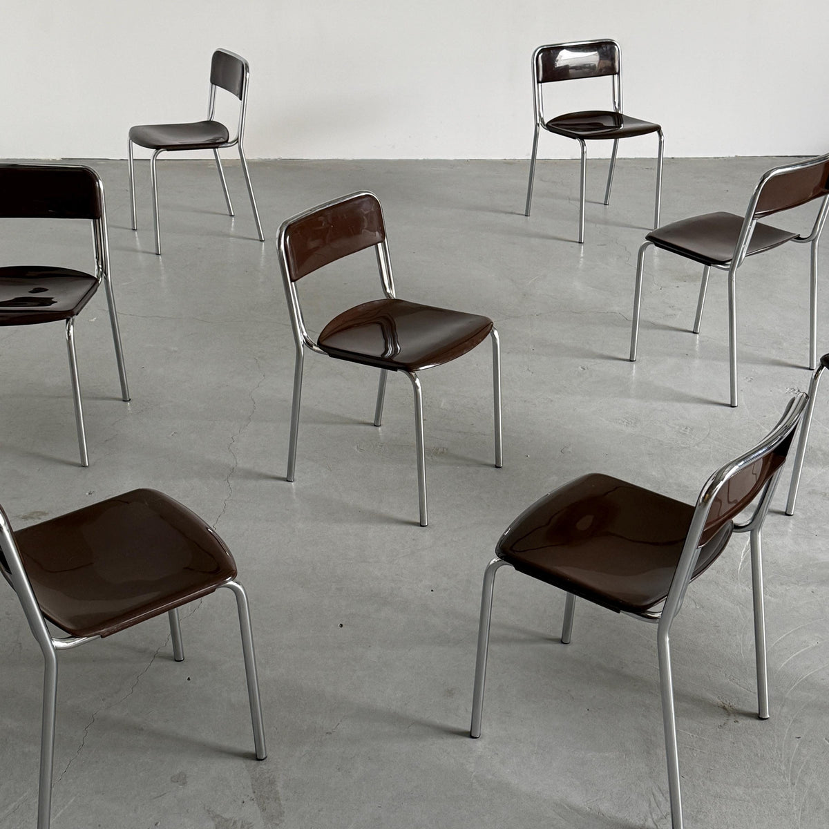 Italian Modernist Stackable Dining Chairs