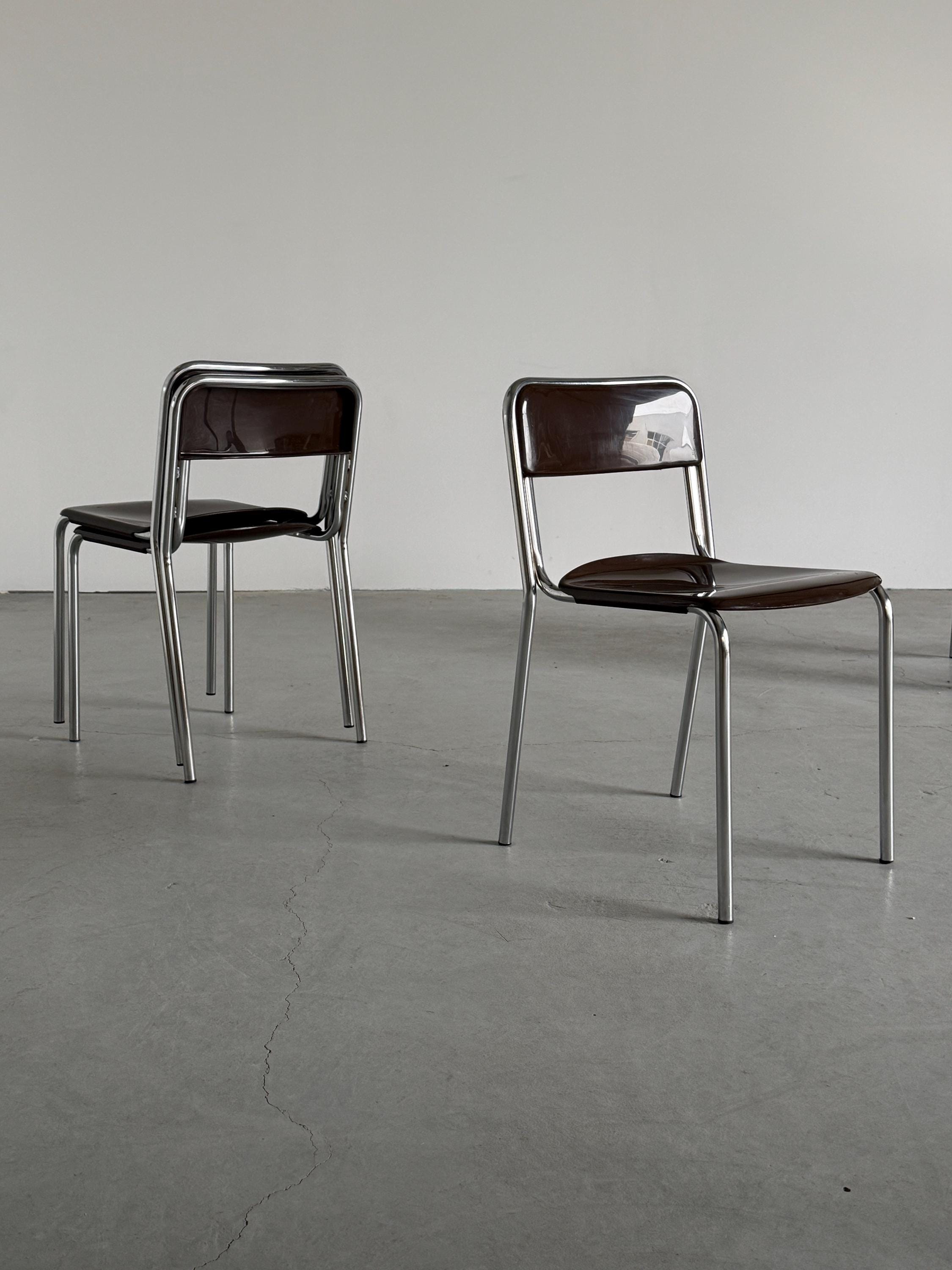 Italian Modernist Stackable Dining Chairs