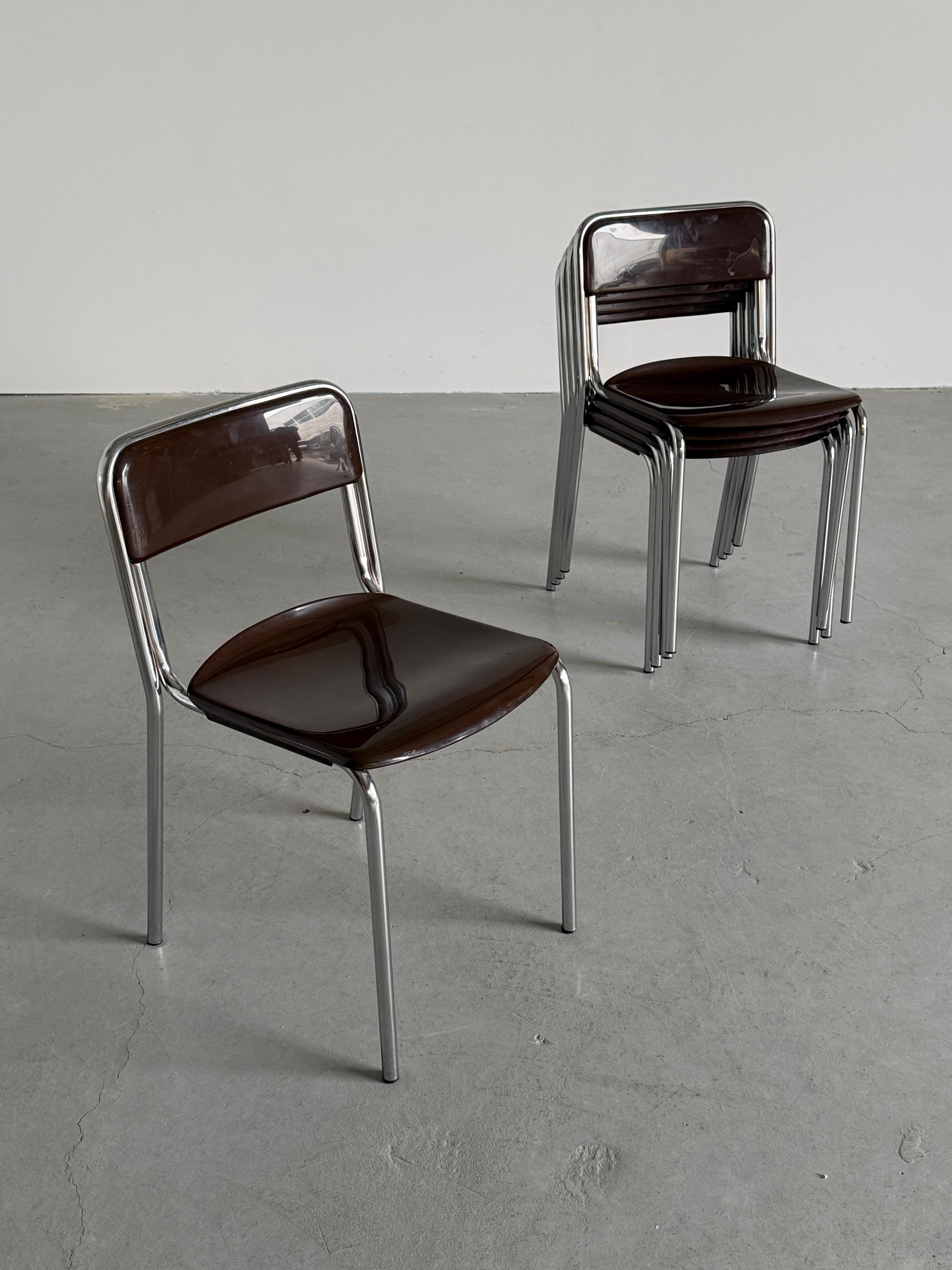 Italian Modernist Stackable Dining Chairs