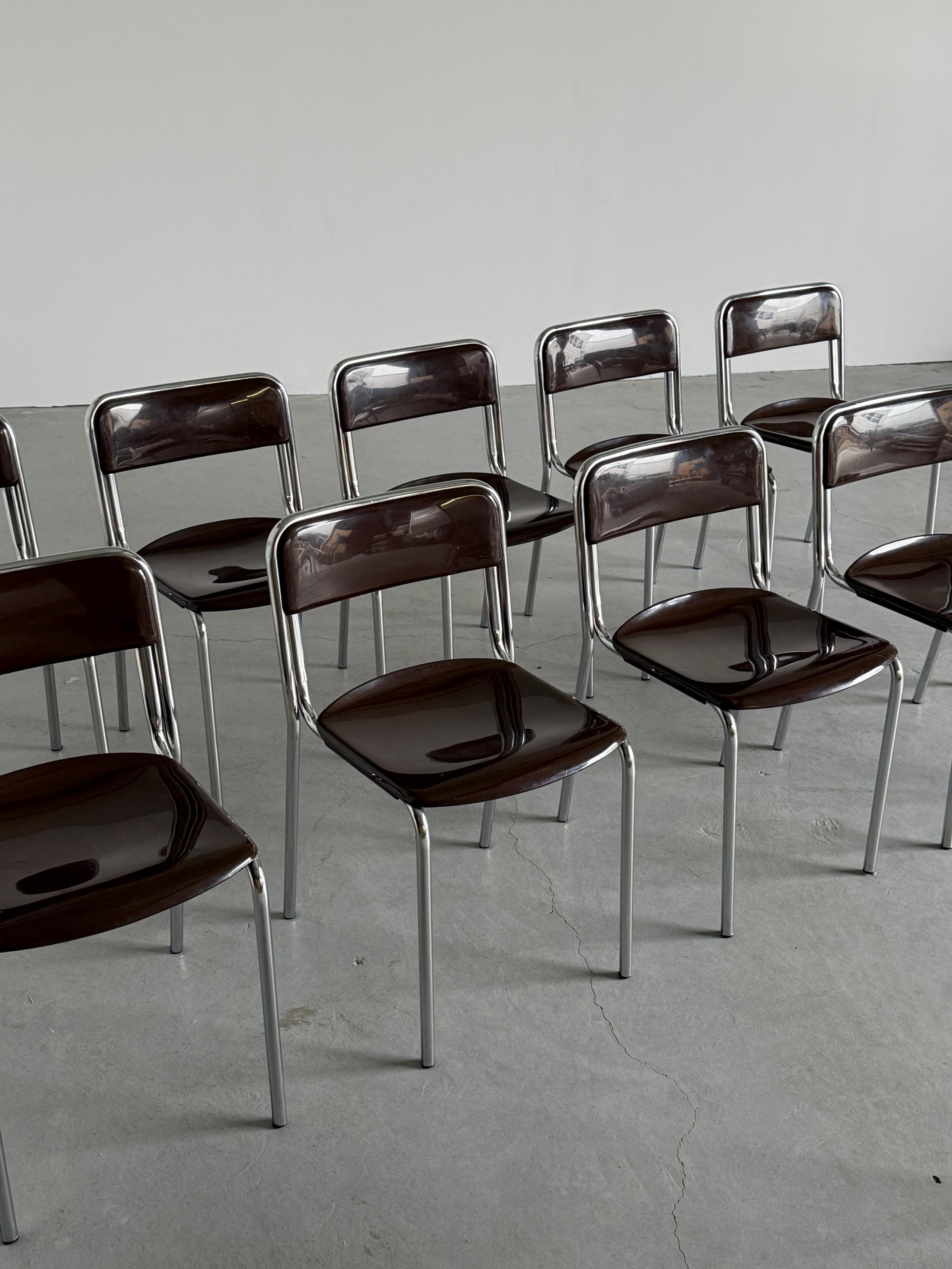 Italian Modernist Stackable Dining Chairs