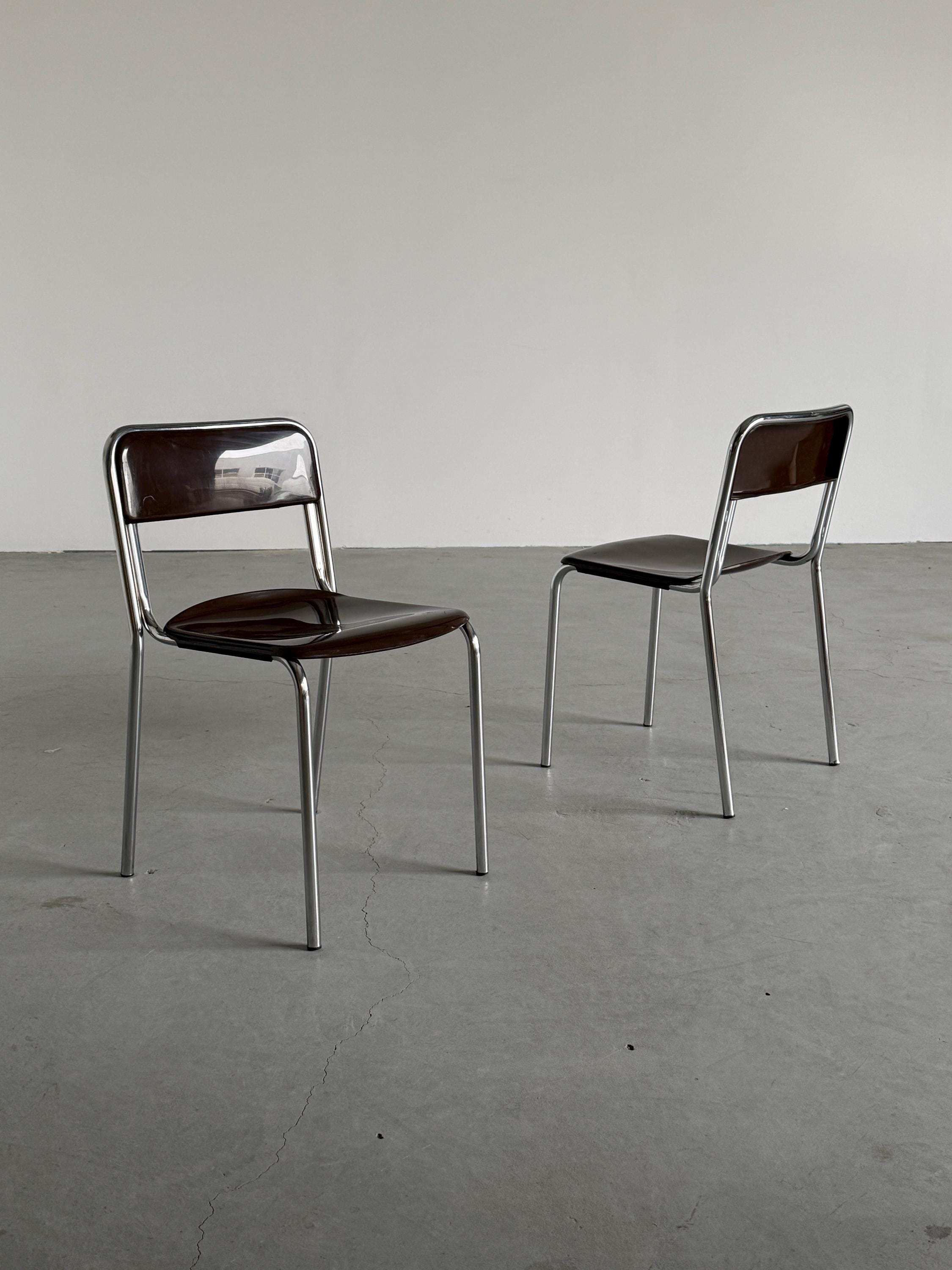 Italian Modernist Stackable Dining Chairs