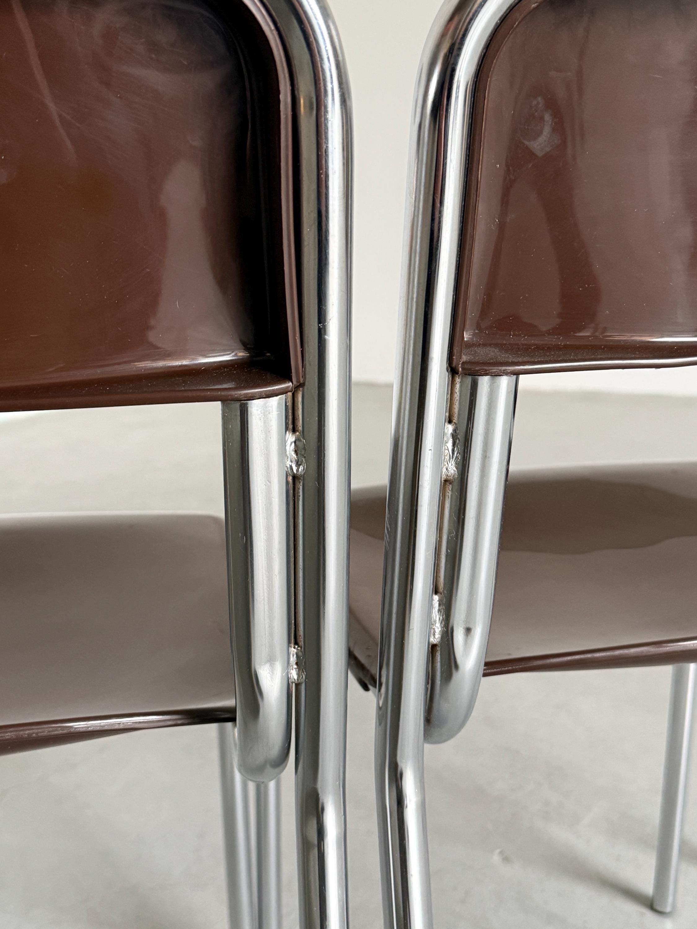 Italian Modernist Stackable Dining Chairs