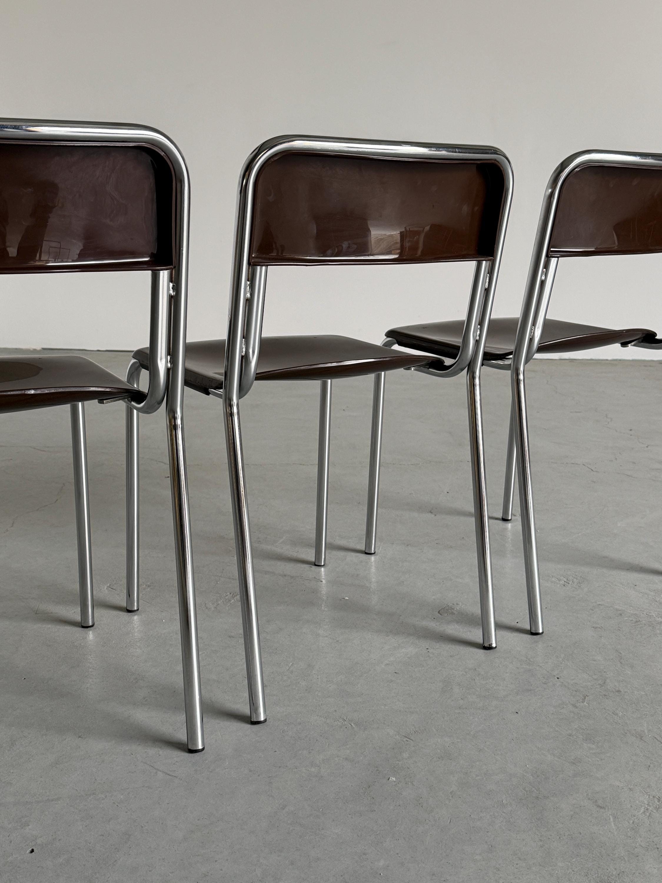 Italian Modernist Stackable Dining Chairs