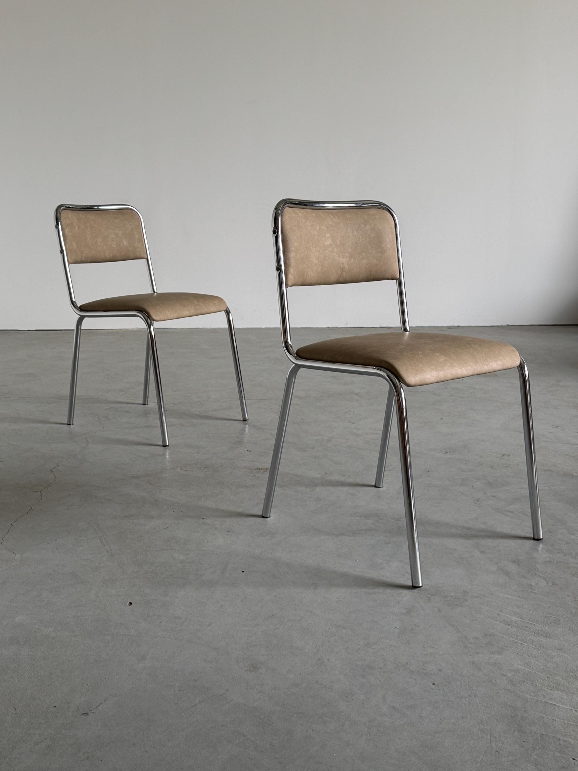 Modernist Bauhaus Design Chrome Dining Chairs