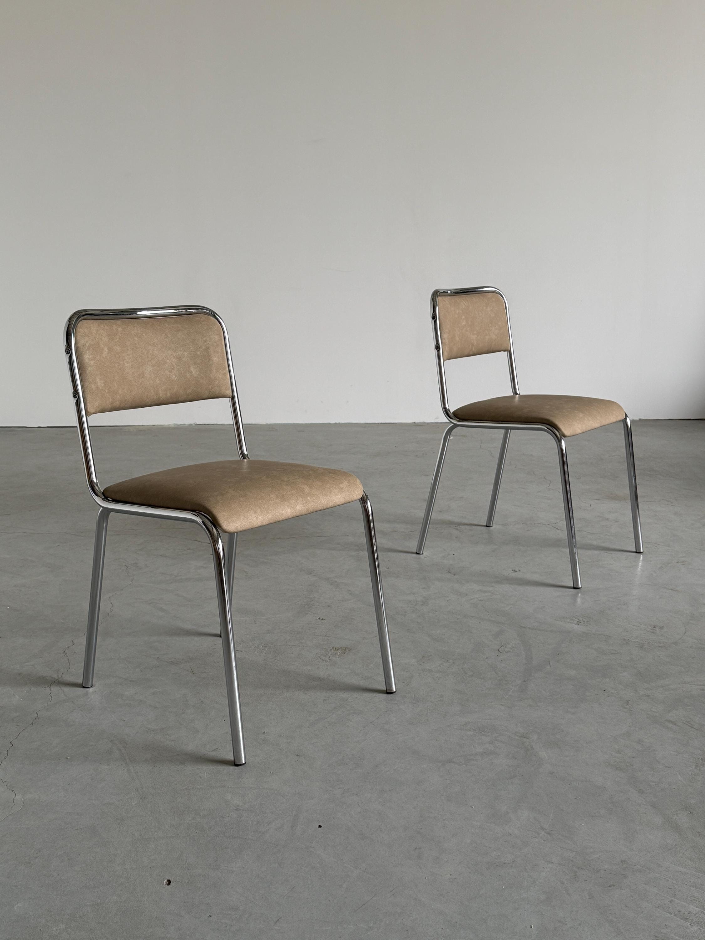 Modernist Bauhaus Design Chrome Dining Chairs