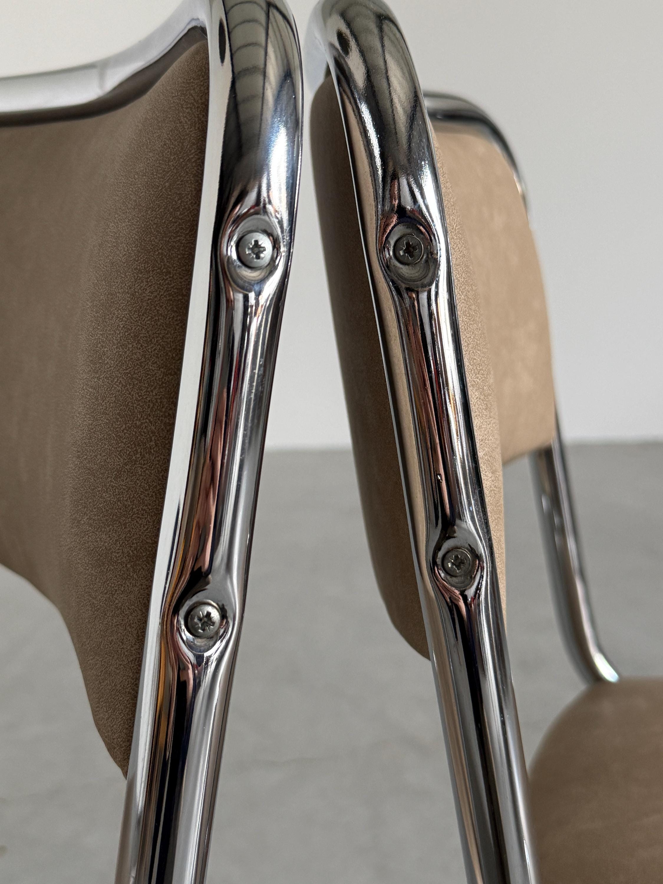 Modernist Bauhaus Design Chrome Dining Chairs