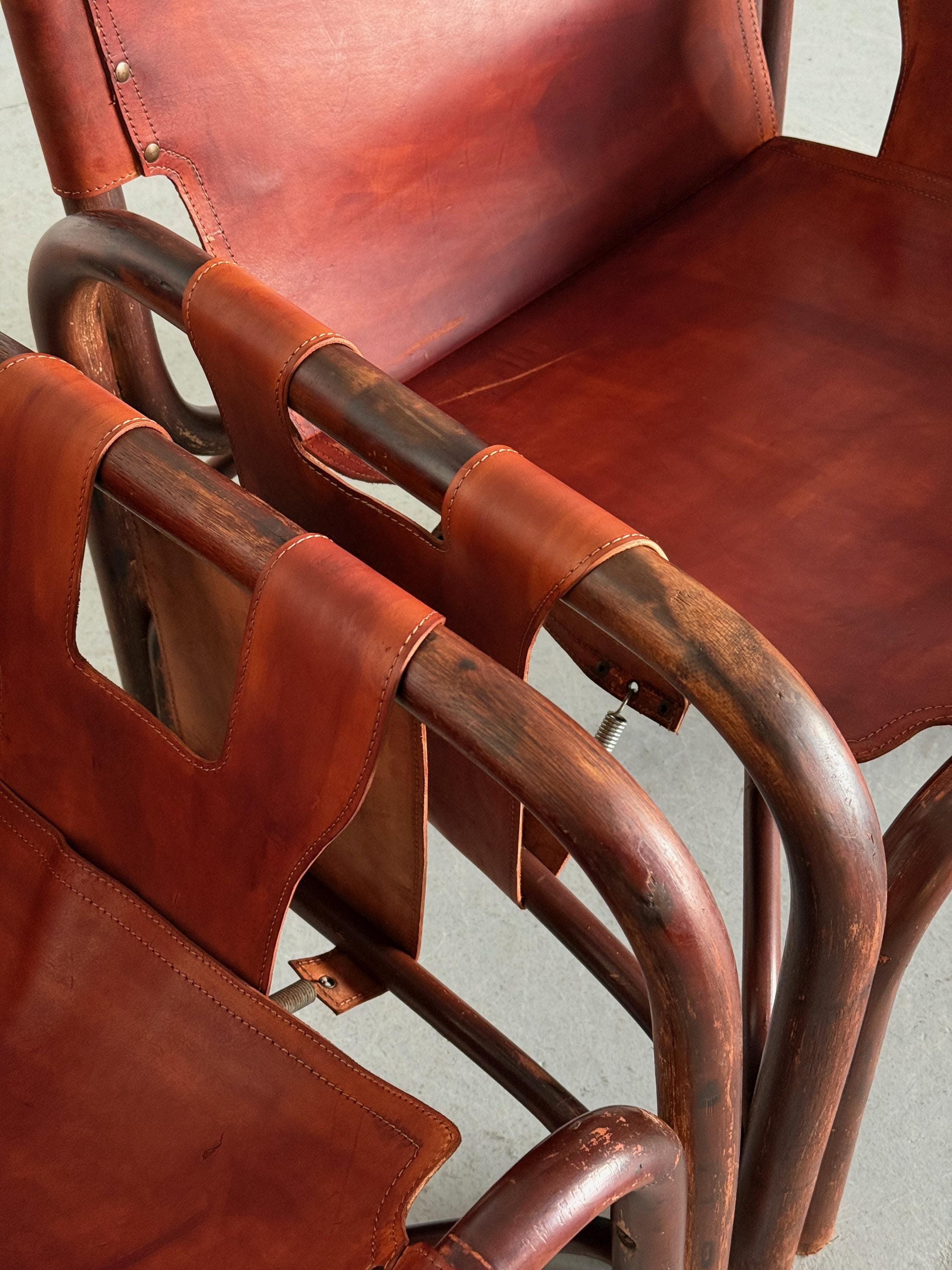 Tito Agnoli Leather Safari Chairs for Bonacina
