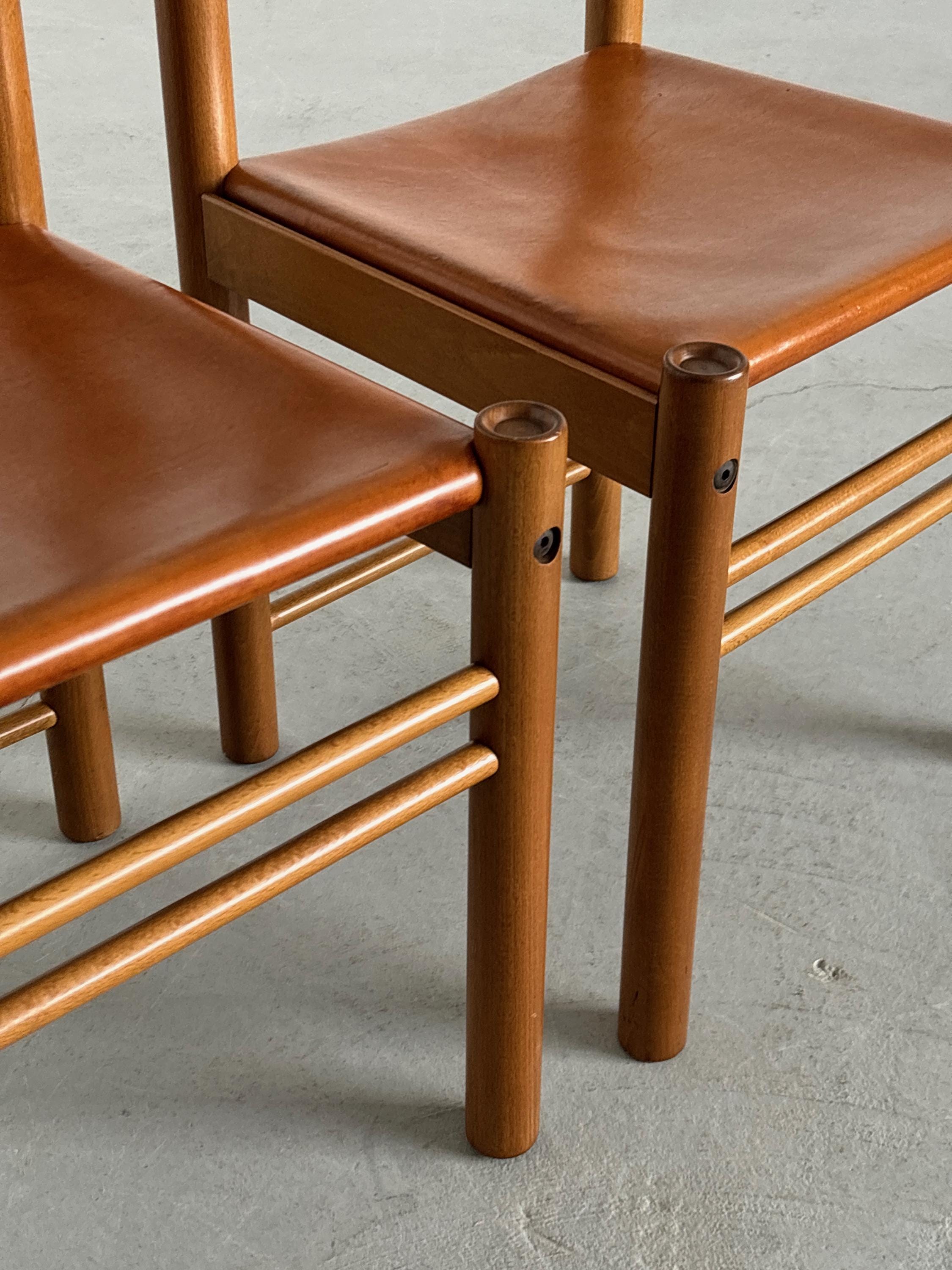 Dining Chairs by Ibisco Sedie in Cognac Leather
