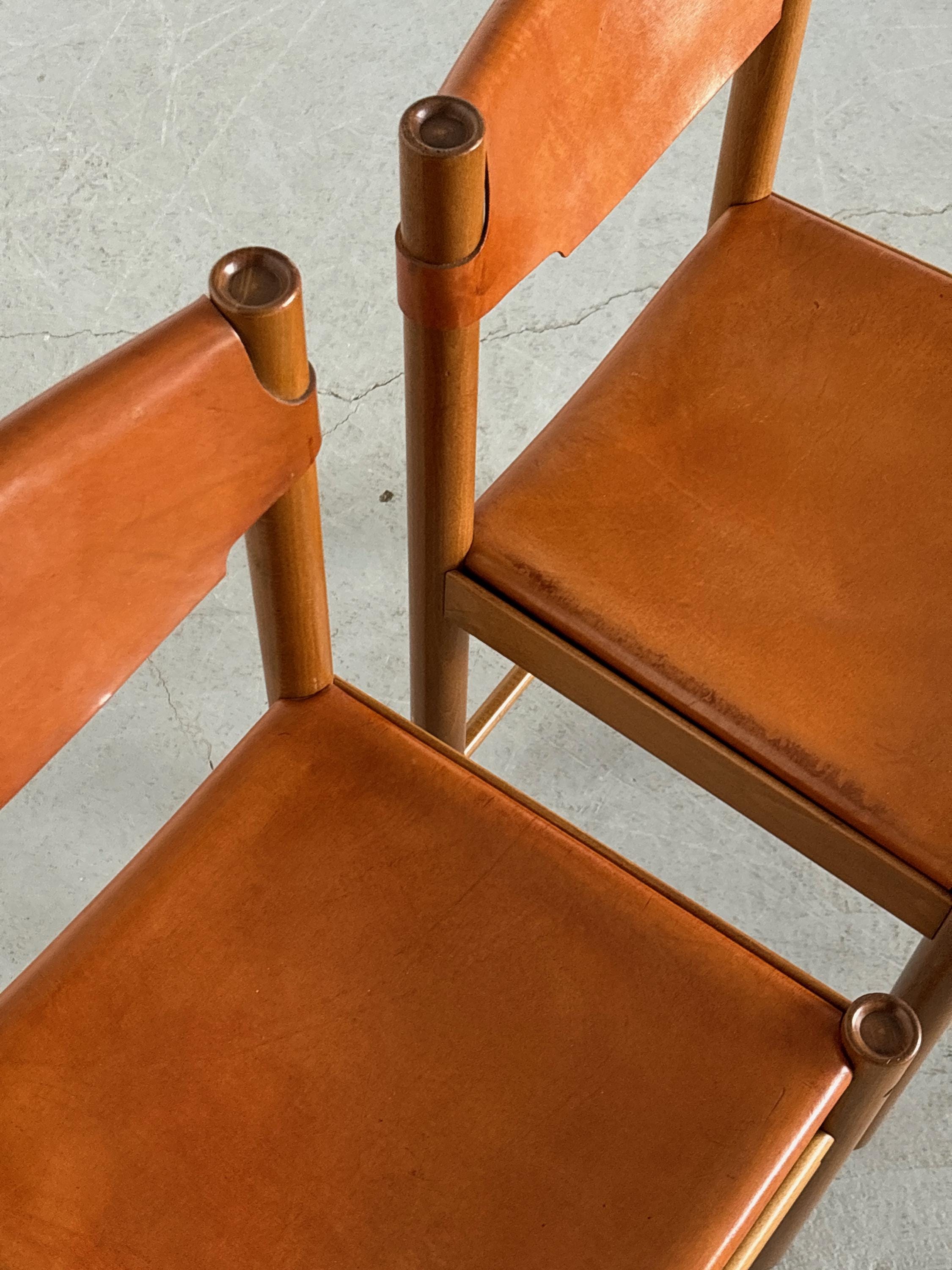 Dining Chairs by Ibisco Sedie in Cognac Leather