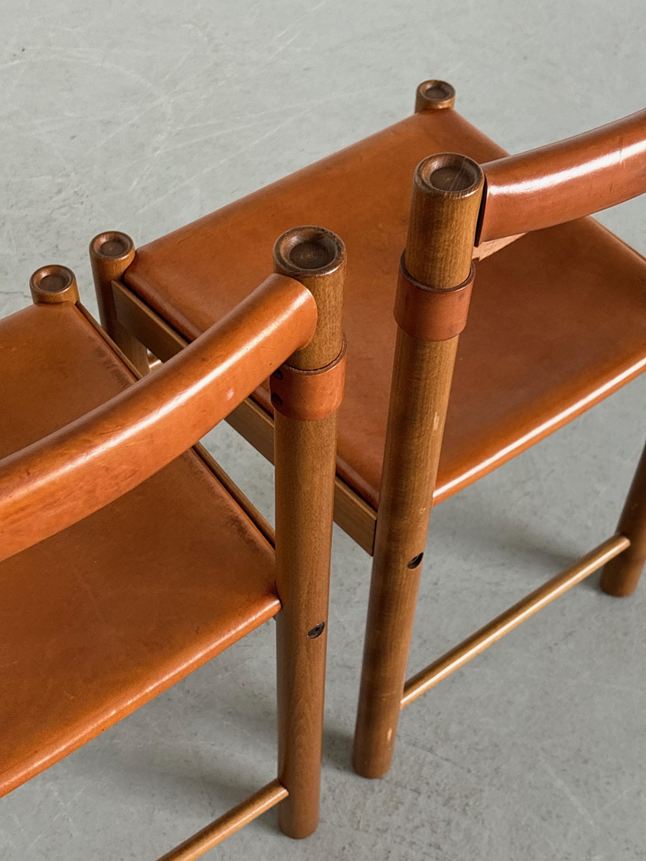 Dining Chairs by Ibisco Sedie in Cognac Leather
