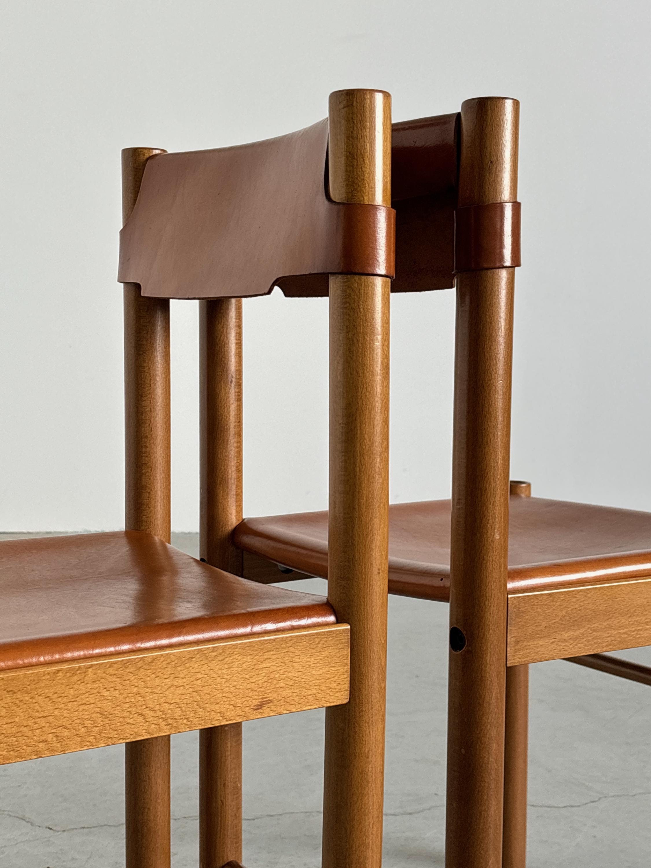 Dining Chairs by Ibisco Sedie in Cognac Leather
