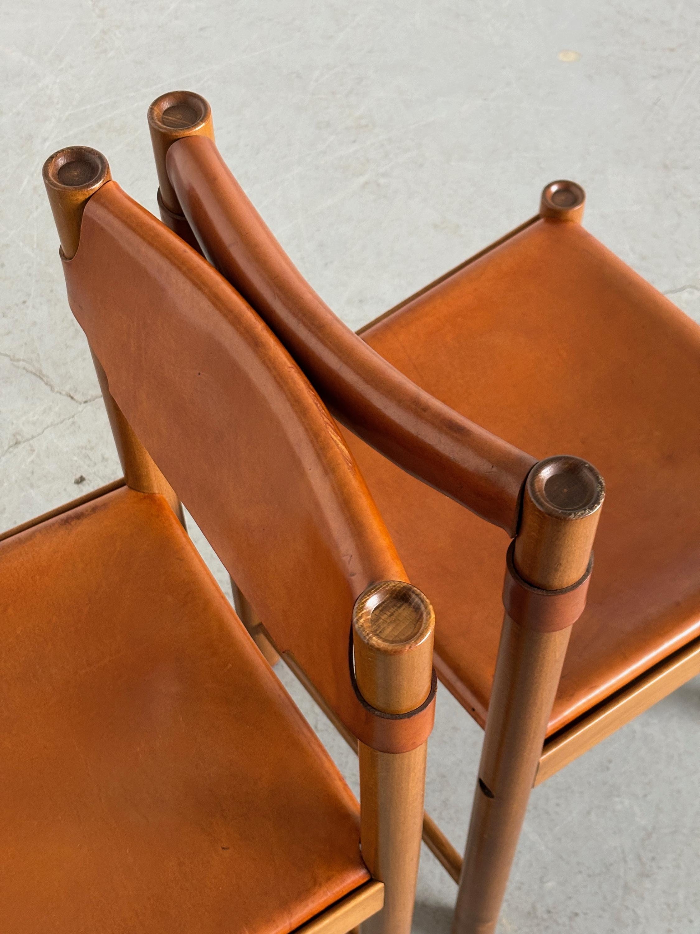Dining Chairs by Ibisco Sedie in Cognac Leather