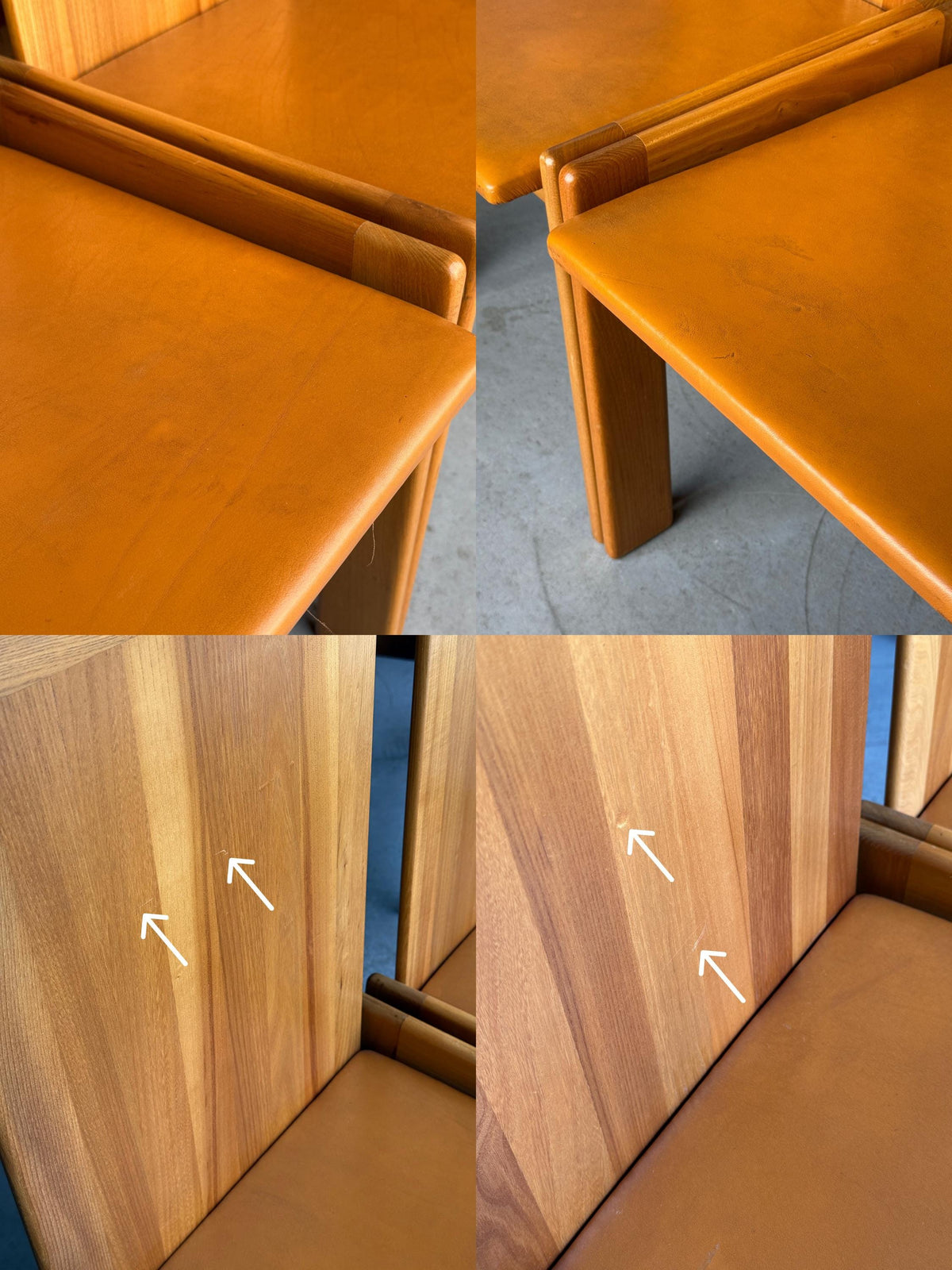 Elegant Dining Chairs in Elm and Leather