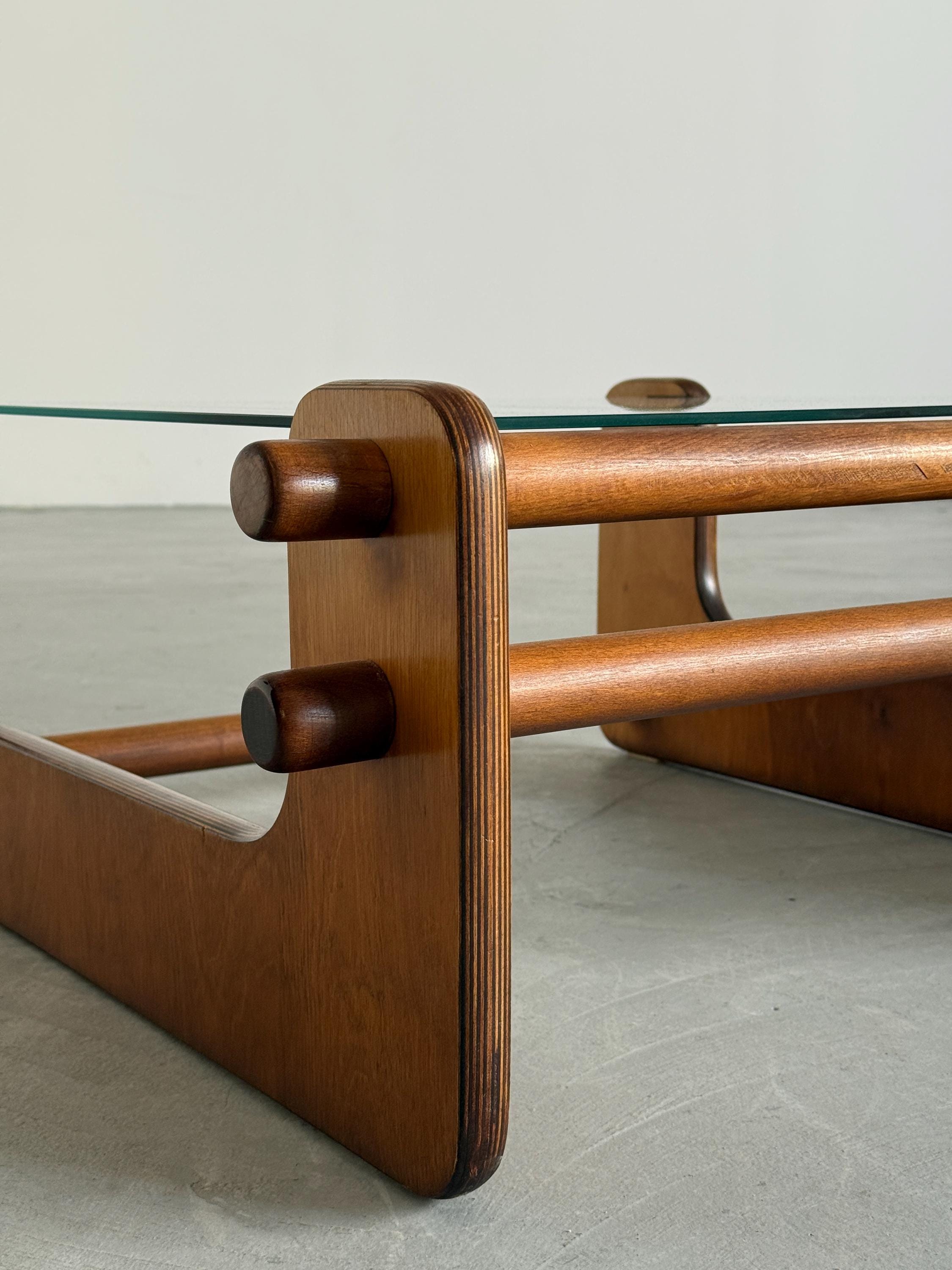 Pine Plywood Glass Coffee Table