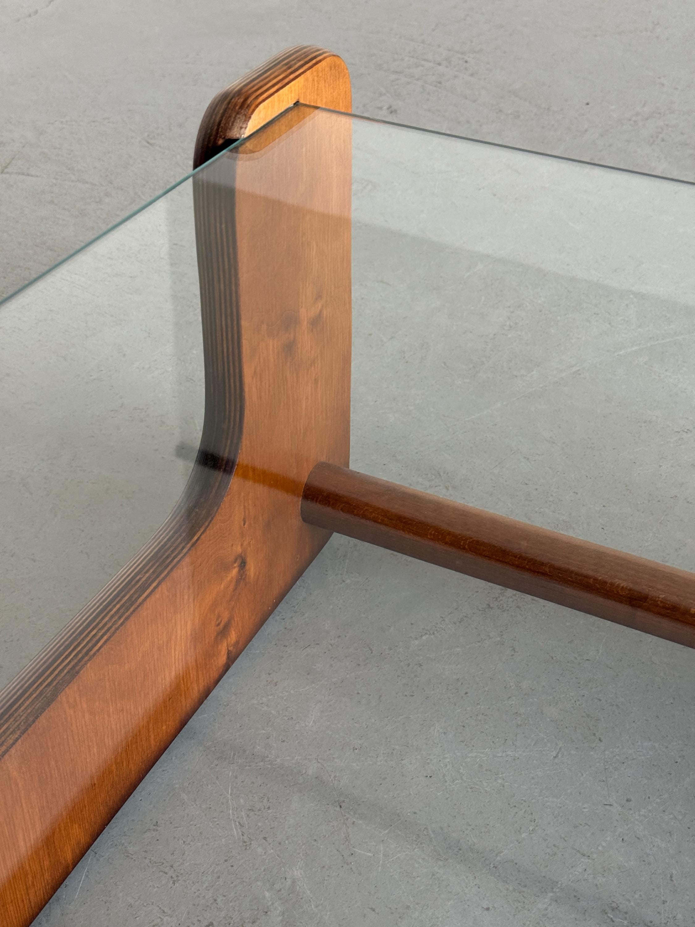 Pine Plywood Glass Coffee Table