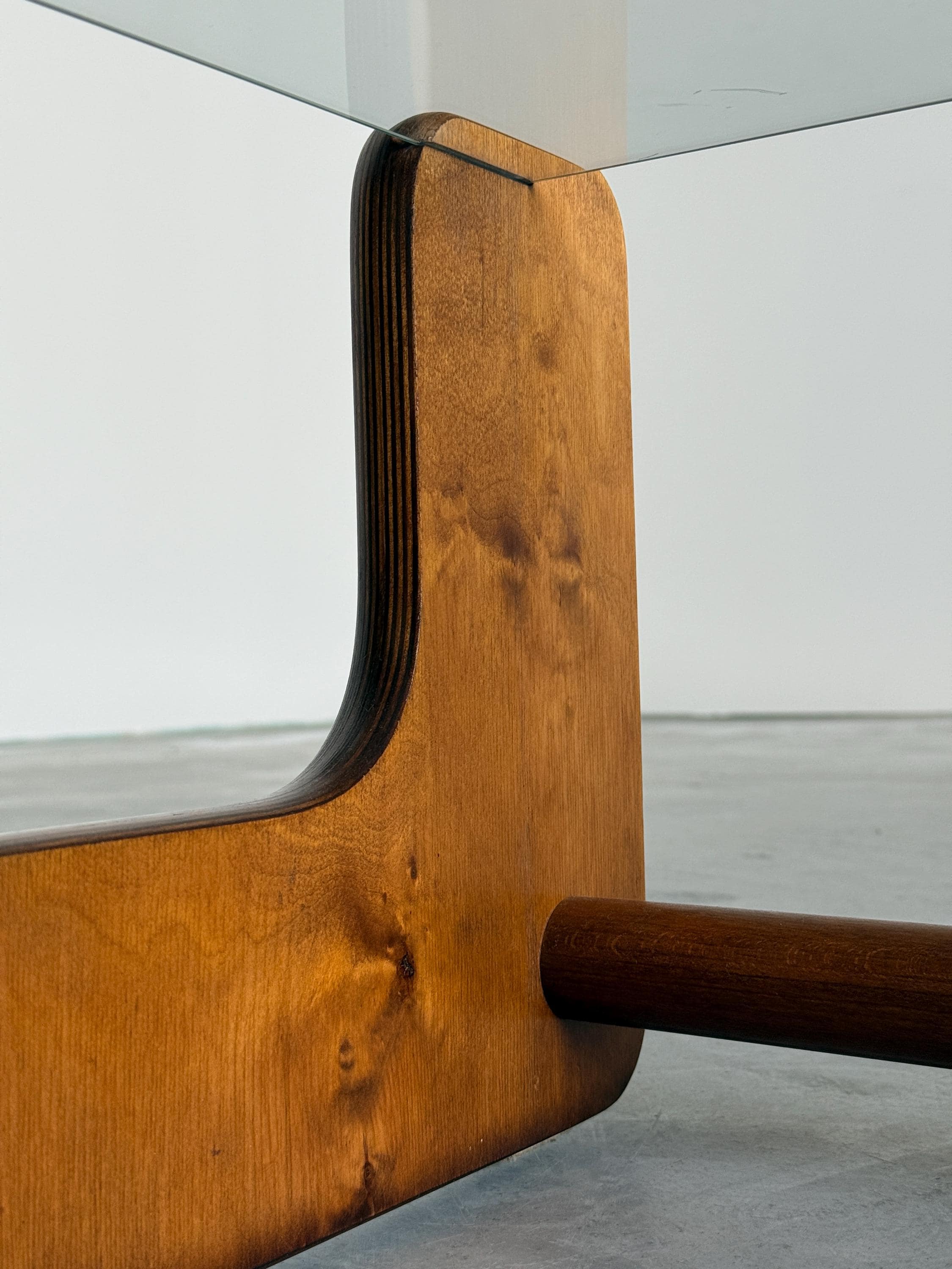 Pine Plywood Glass Coffee Table