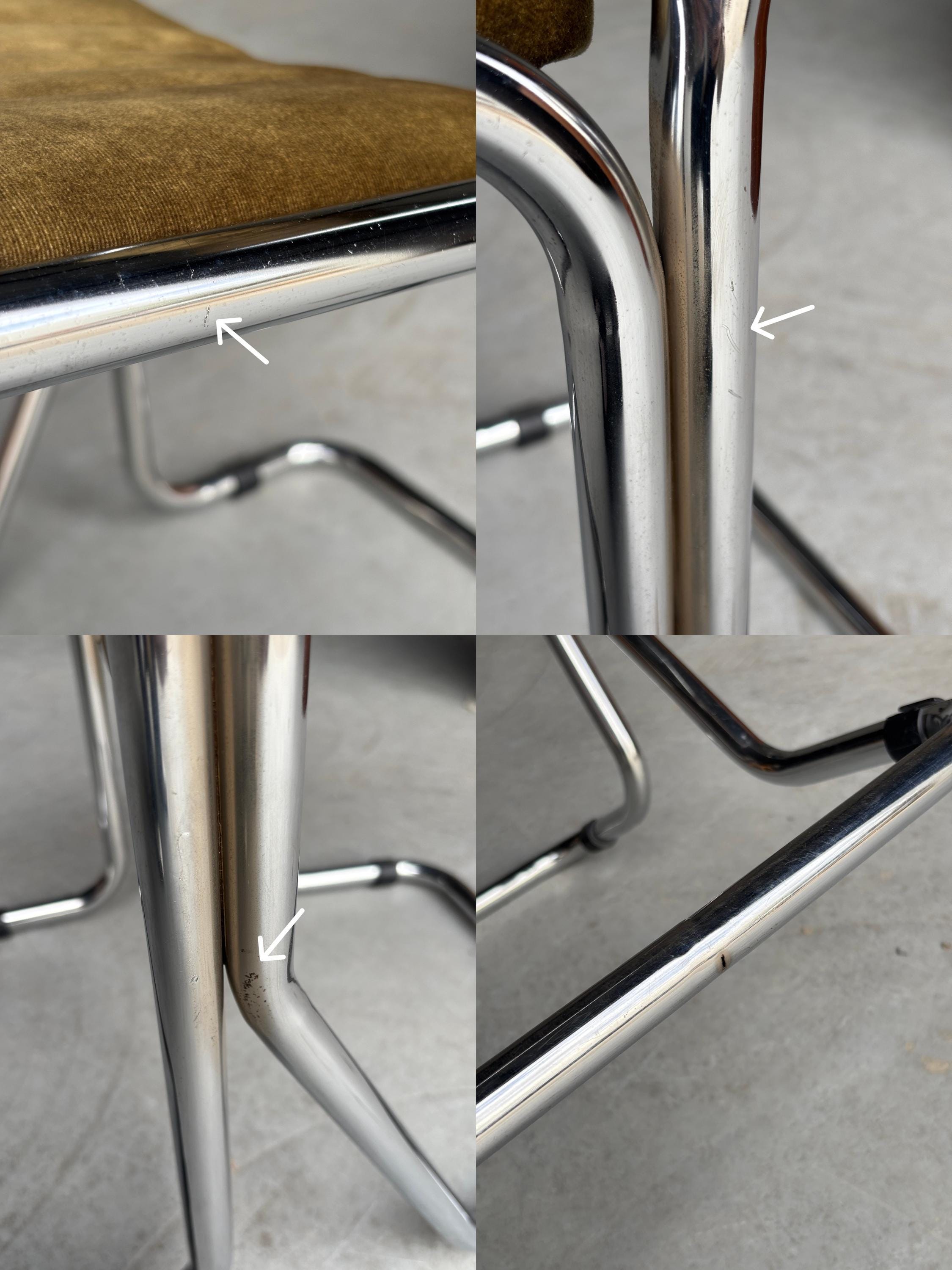 Cantilever Chair in Dark Green Velvet Upholstery
