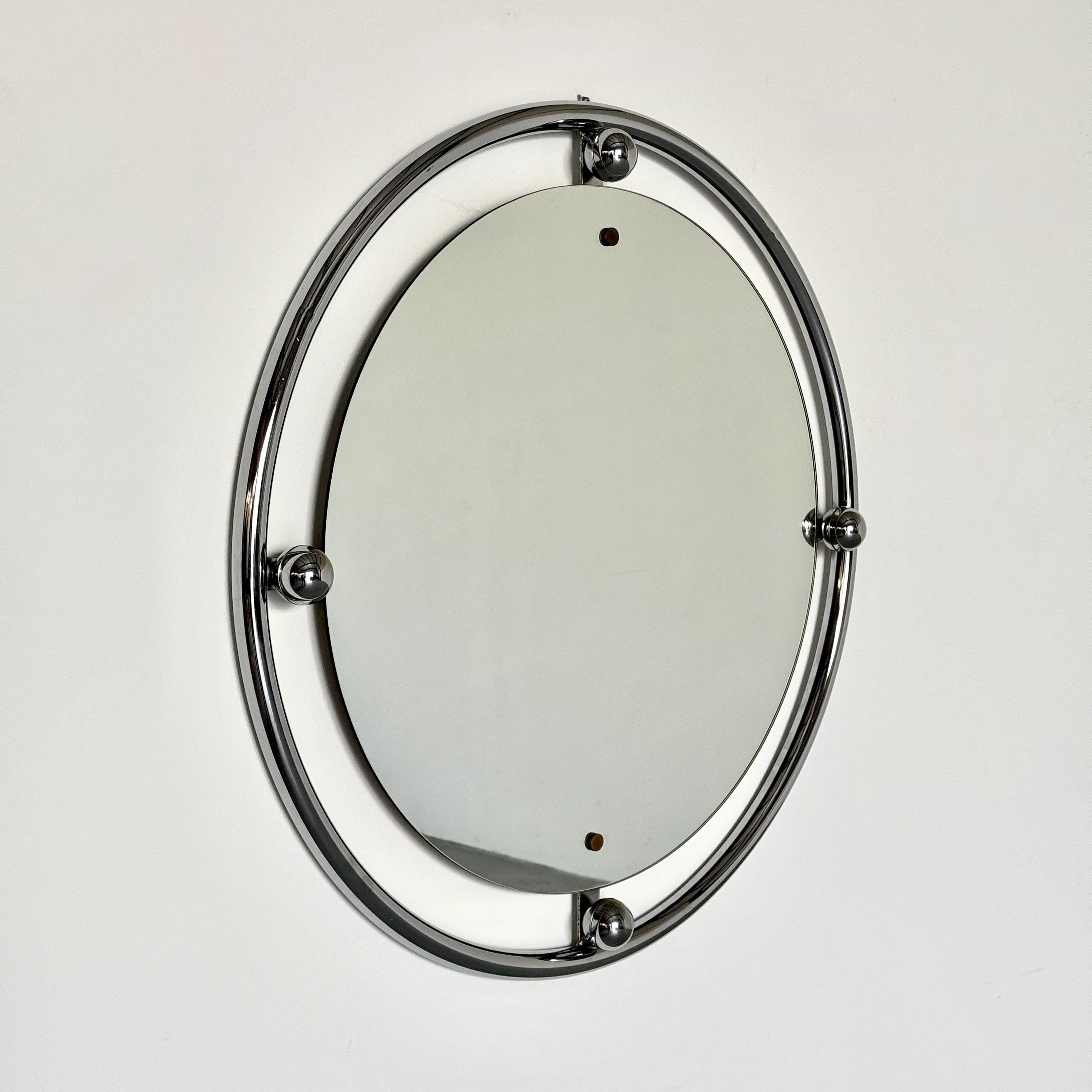 Geometrical Postmodern Chromed Wall Mirror