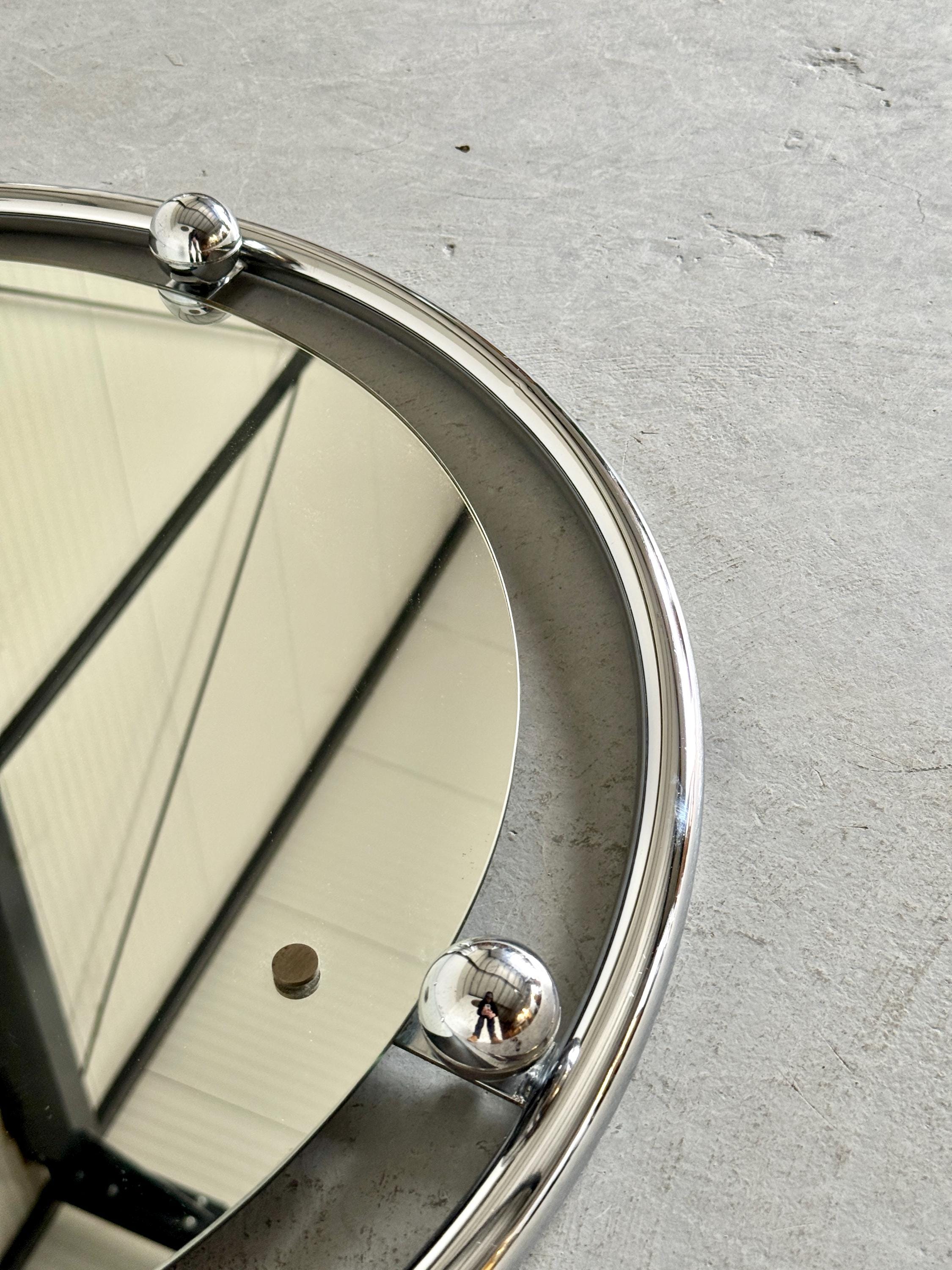 Geometrical Postmodern Chromed Wall Mirror