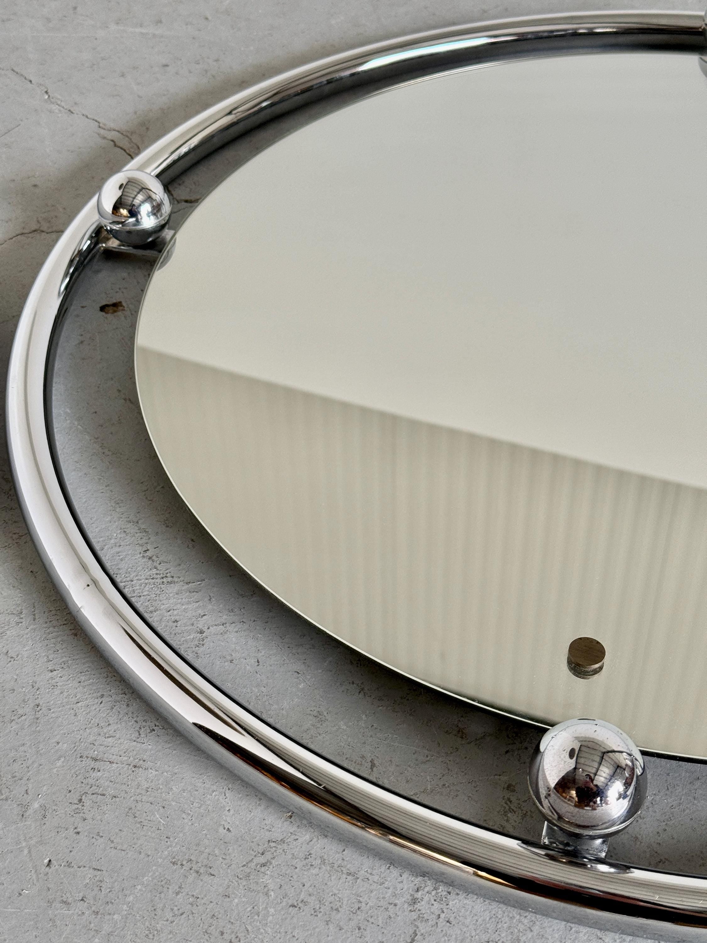 Geometrical Postmodern Chromed Wall Mirror