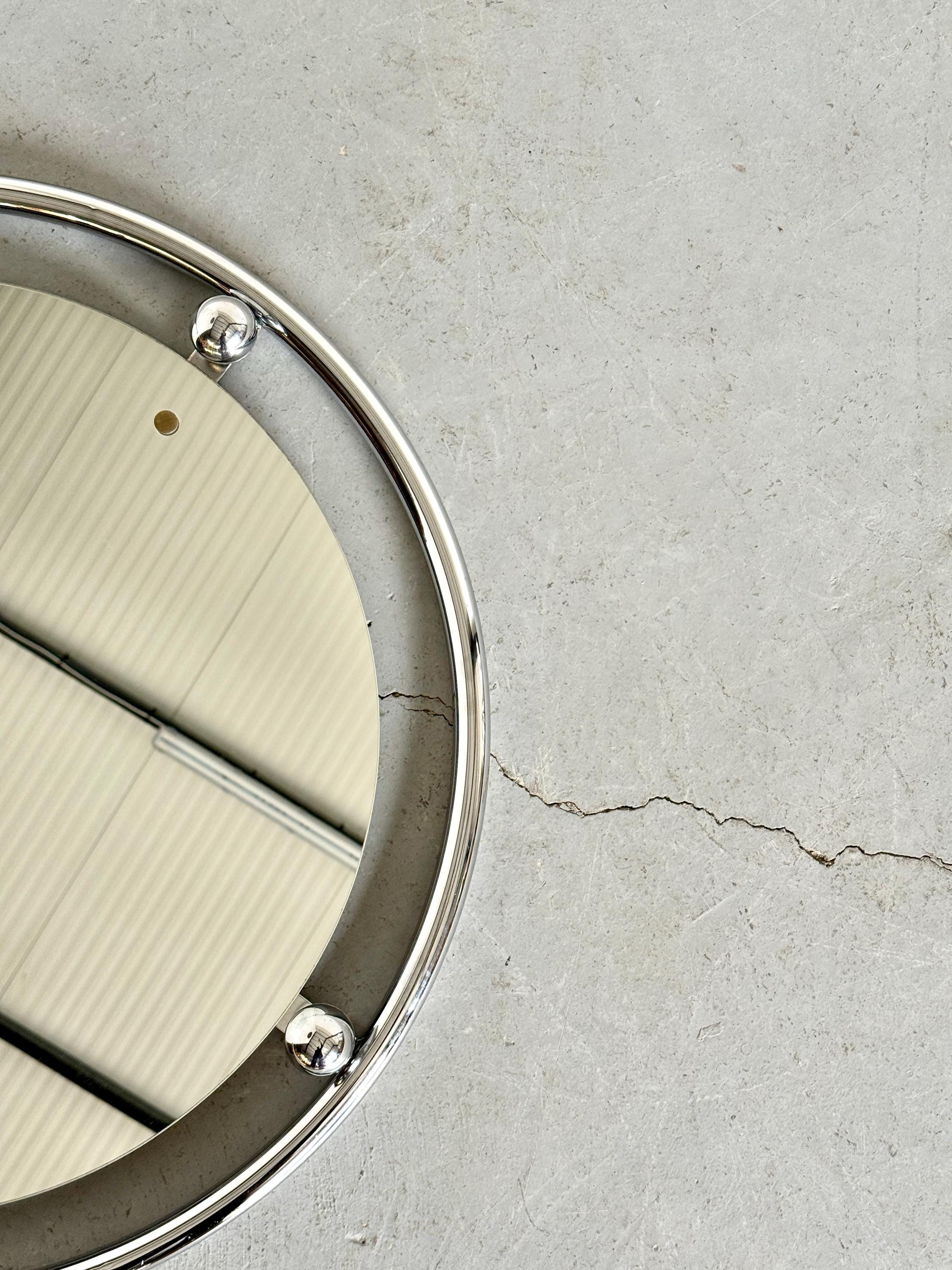Geometrical Postmodern Chromed Wall Mirror