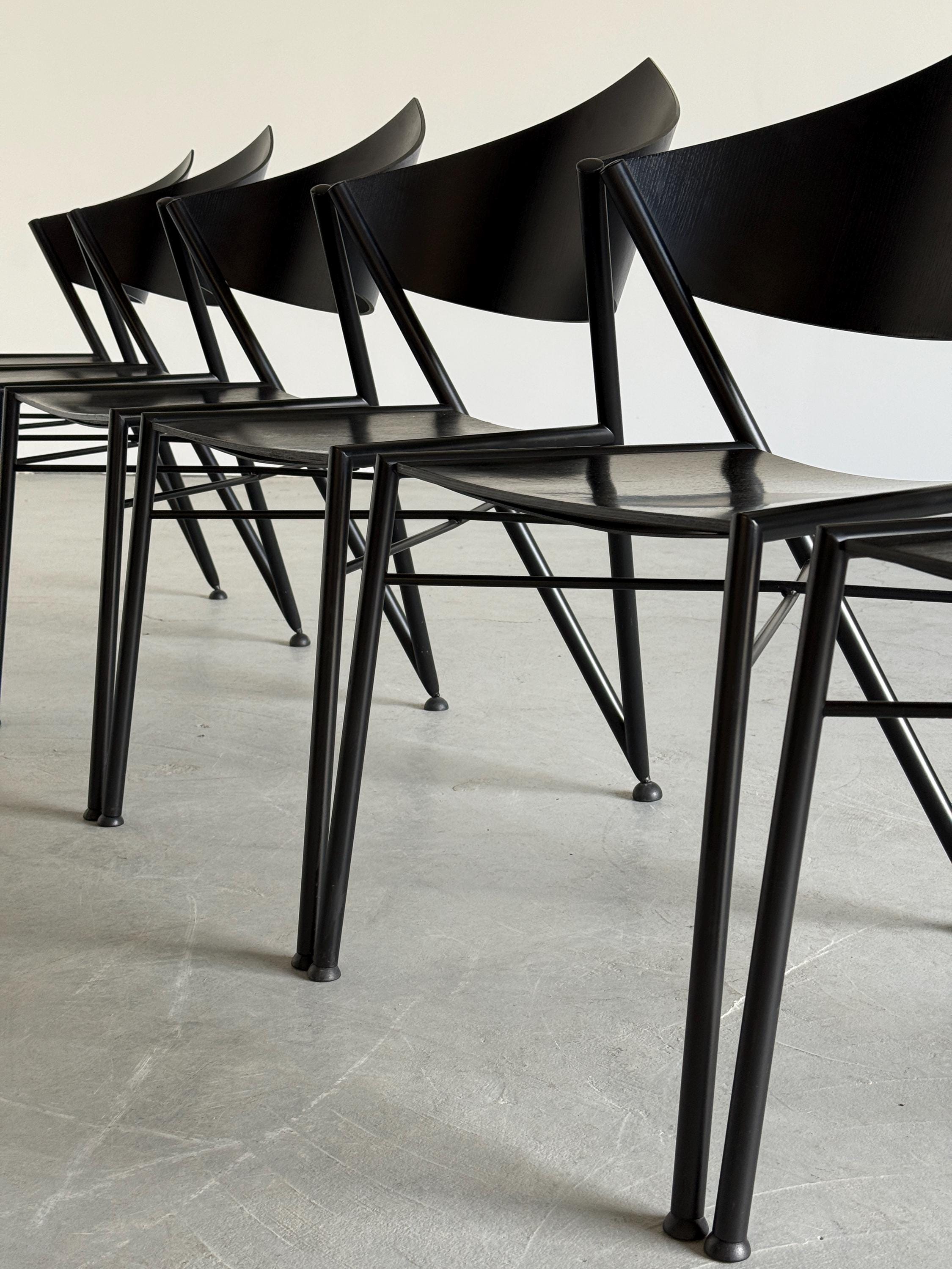 Postmodern Metal Framed ‘D-Tec’ Chairs