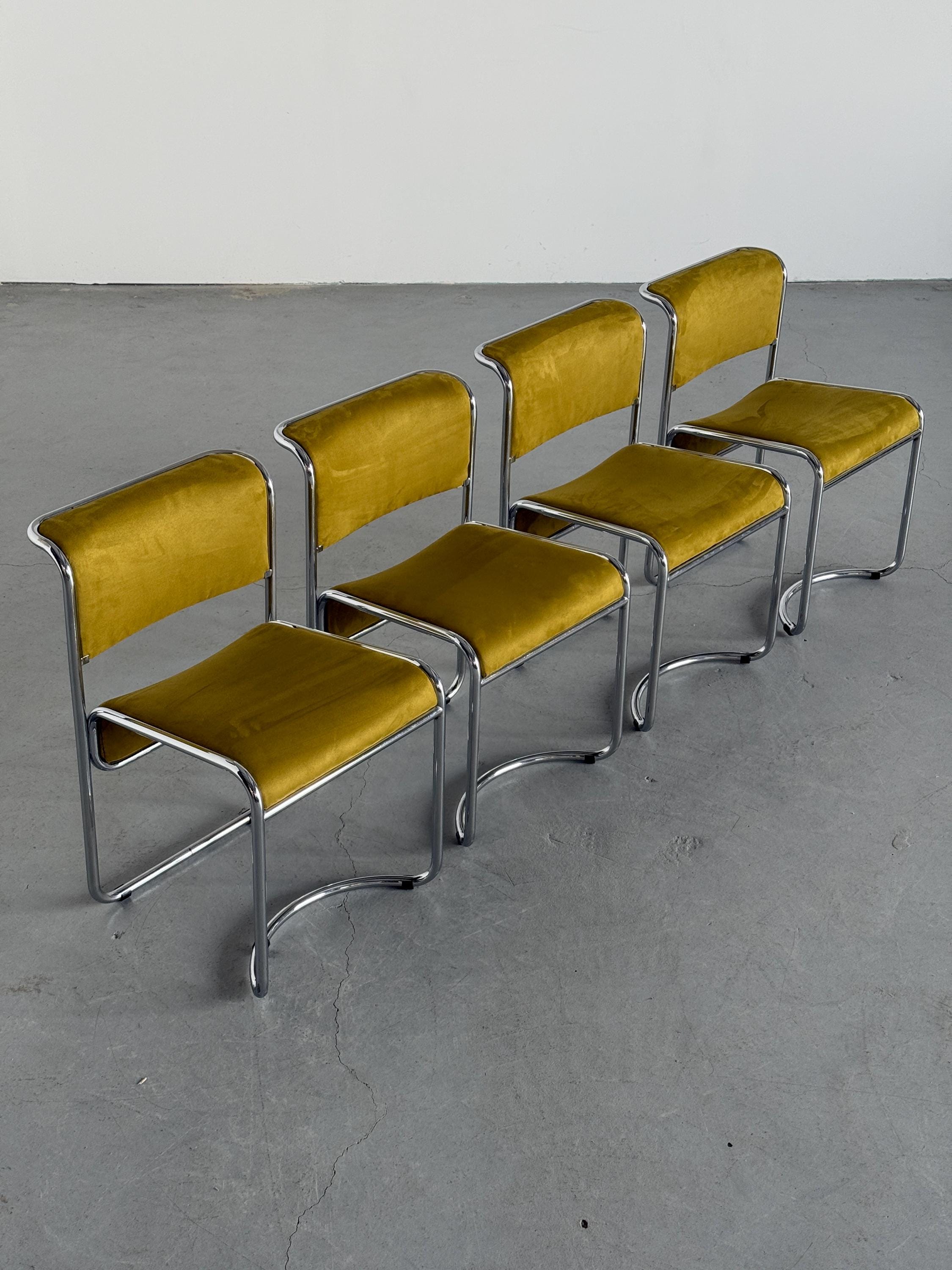 Dining Chairs in Olive Green and Chrome