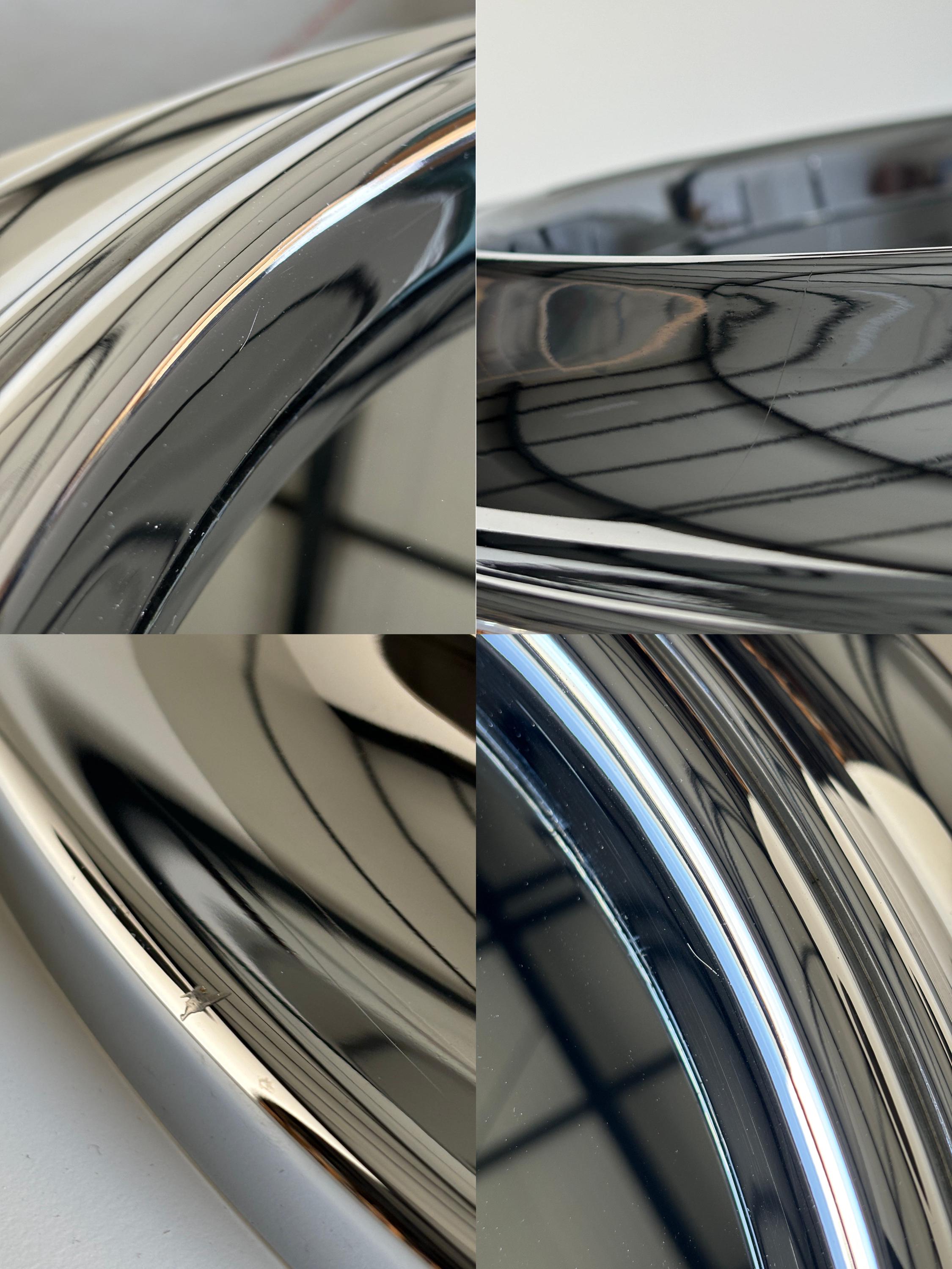 Wall-Mounted Circular Mirror in Chromed Steel