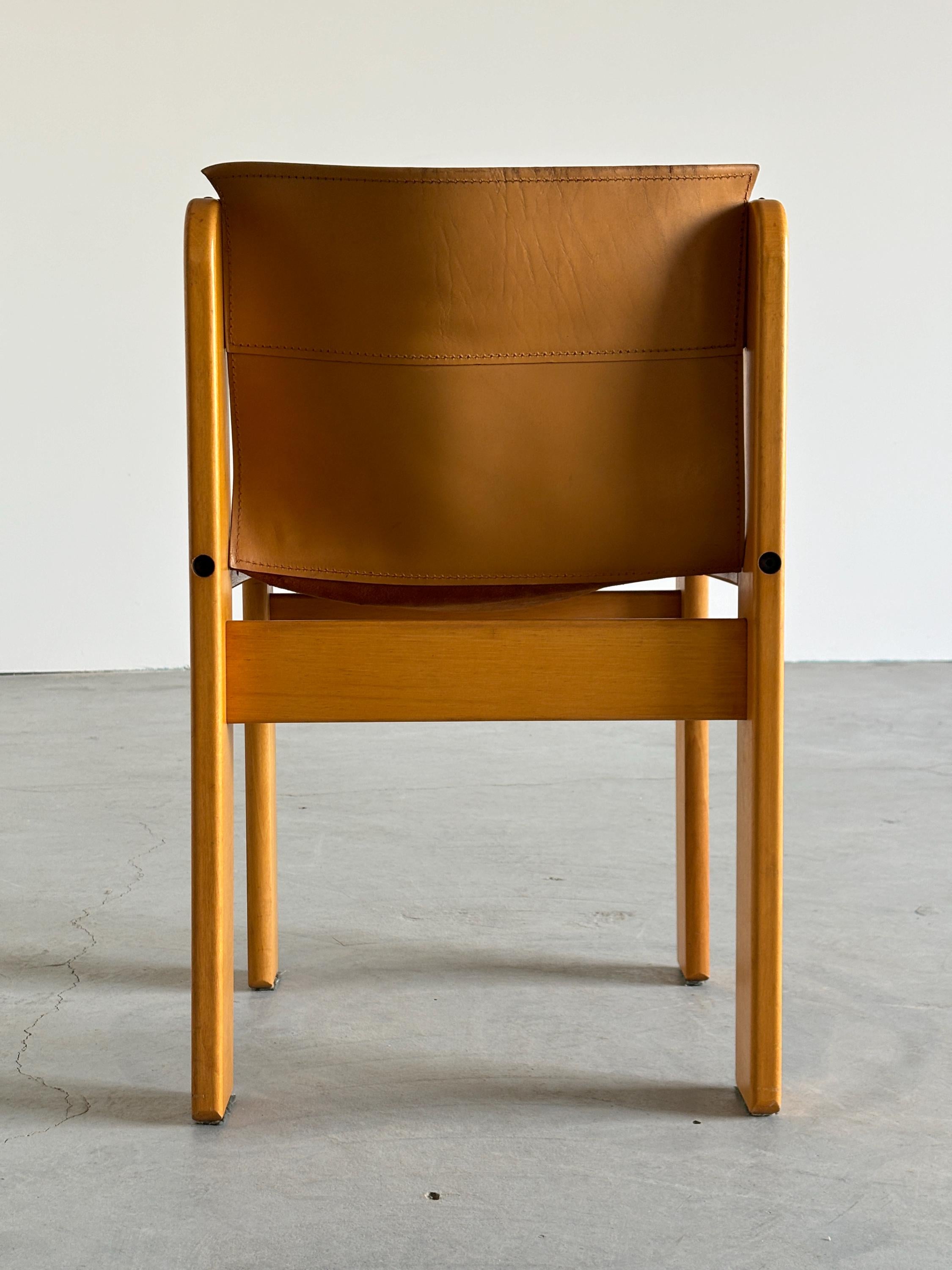 Saddle Leather and Beechwood Chair by Ibisco Sedie