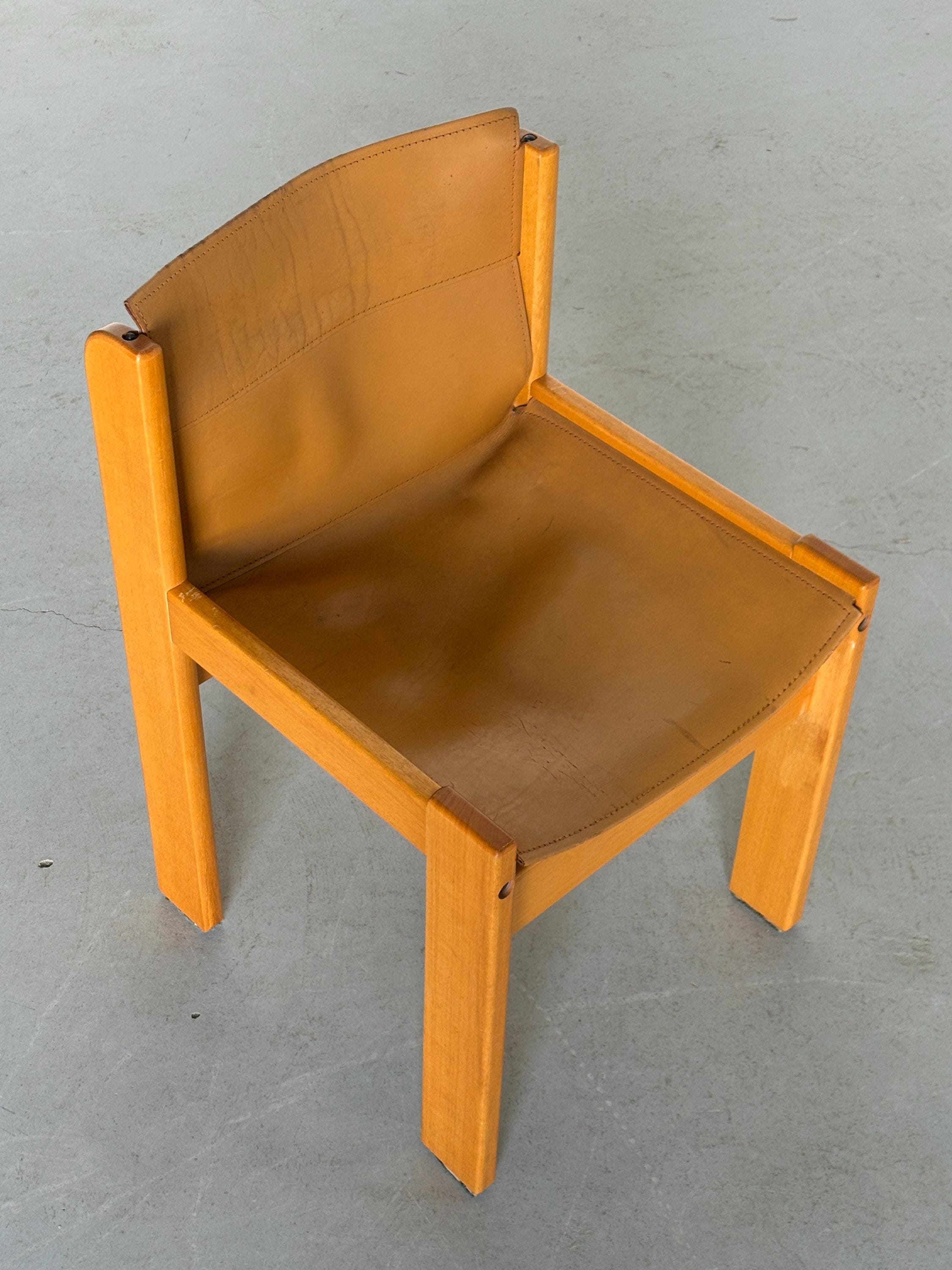 Saddle Leather and Beechwood Chair by Ibisco Sedie