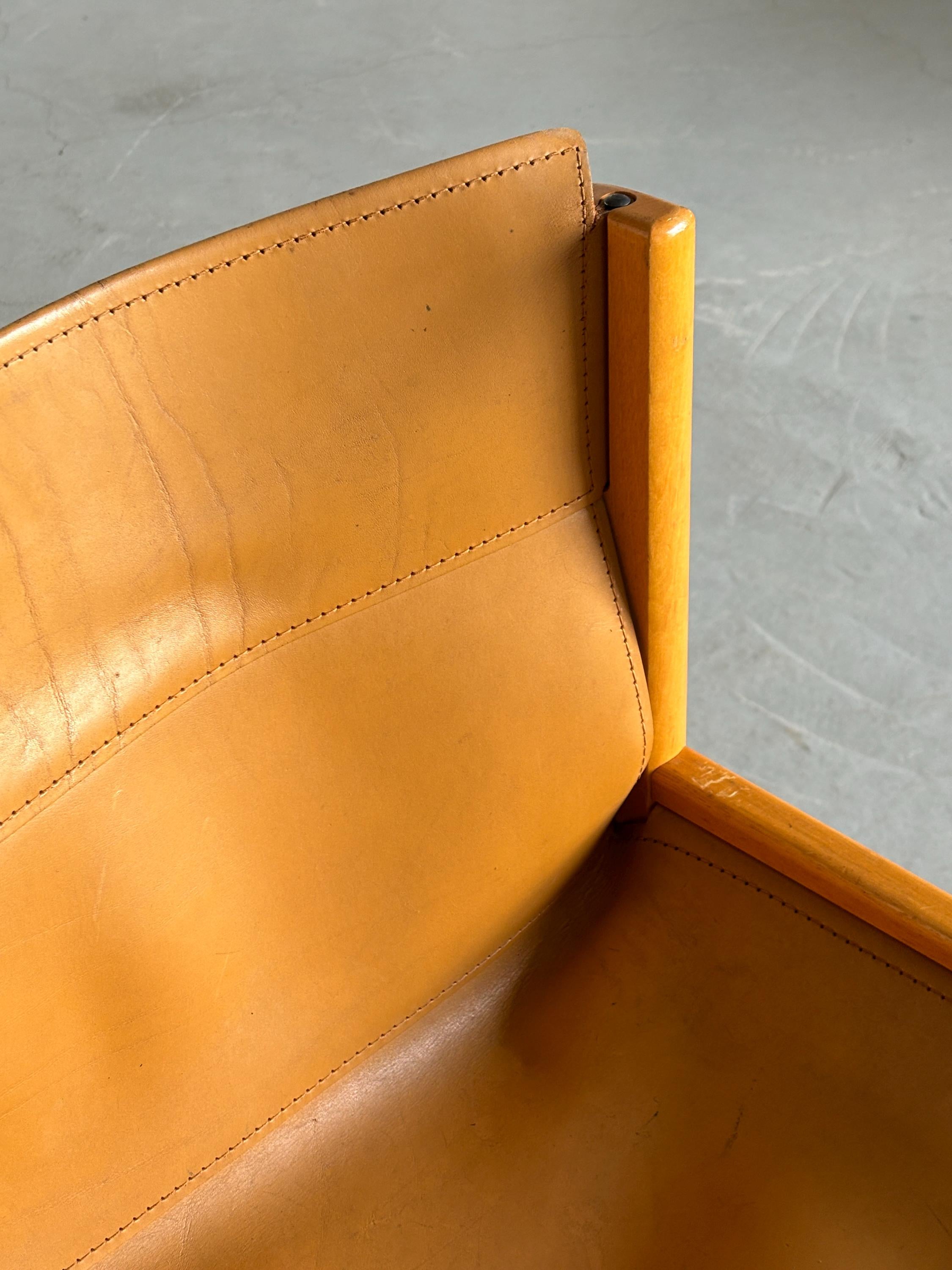 Saddle Leather and Beechwood Chair by Ibisco Sedie